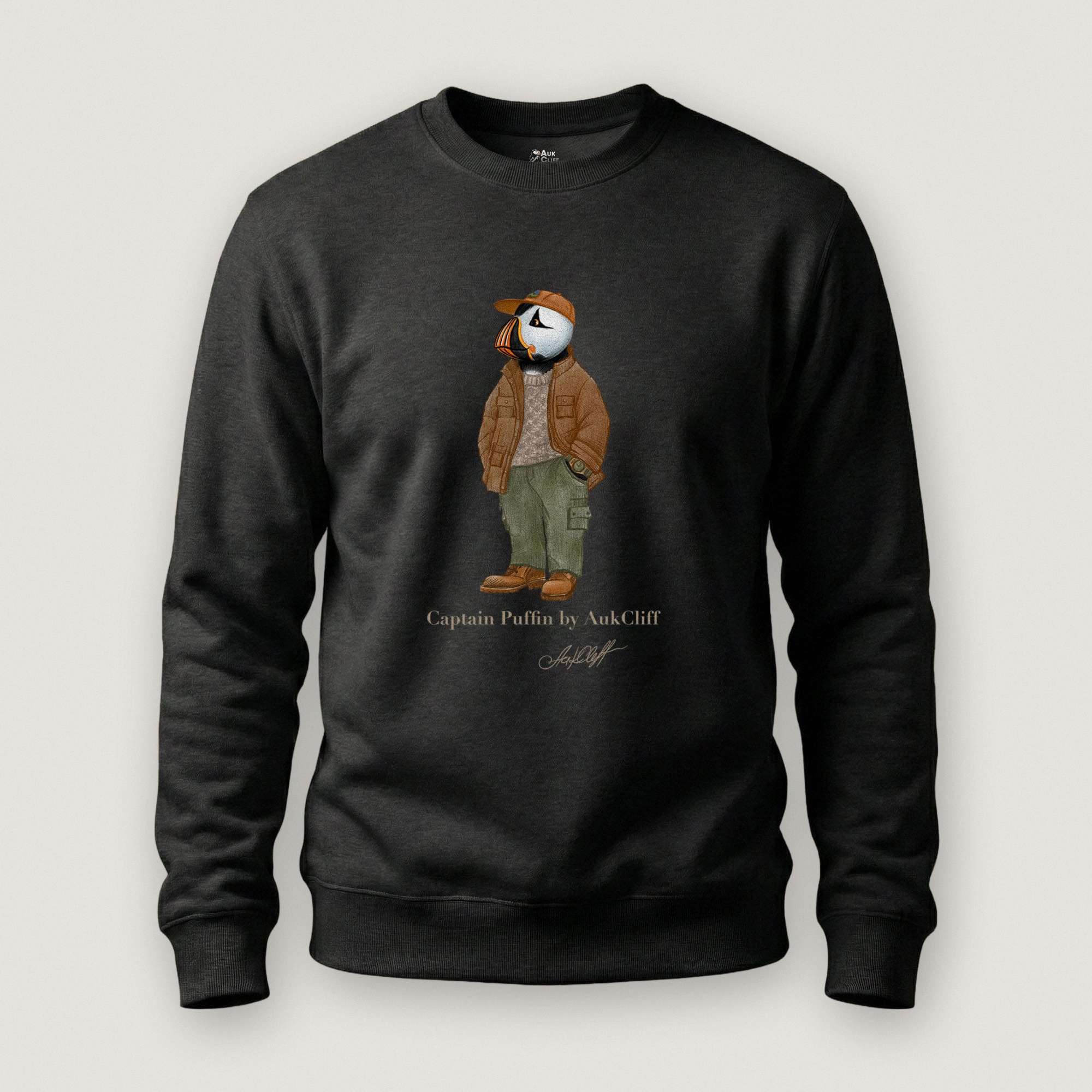 AukCliff® Captain Puffin Sweatshirt Black / S Captain Puffin “UK Rambler” Sweatshirt