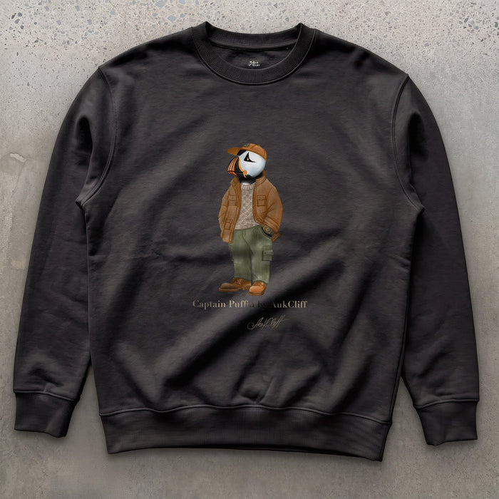 AukCliff® Captain Puffin Sweatshirt Black / S Captain Puffin “UK Rambler” Sweatshirt