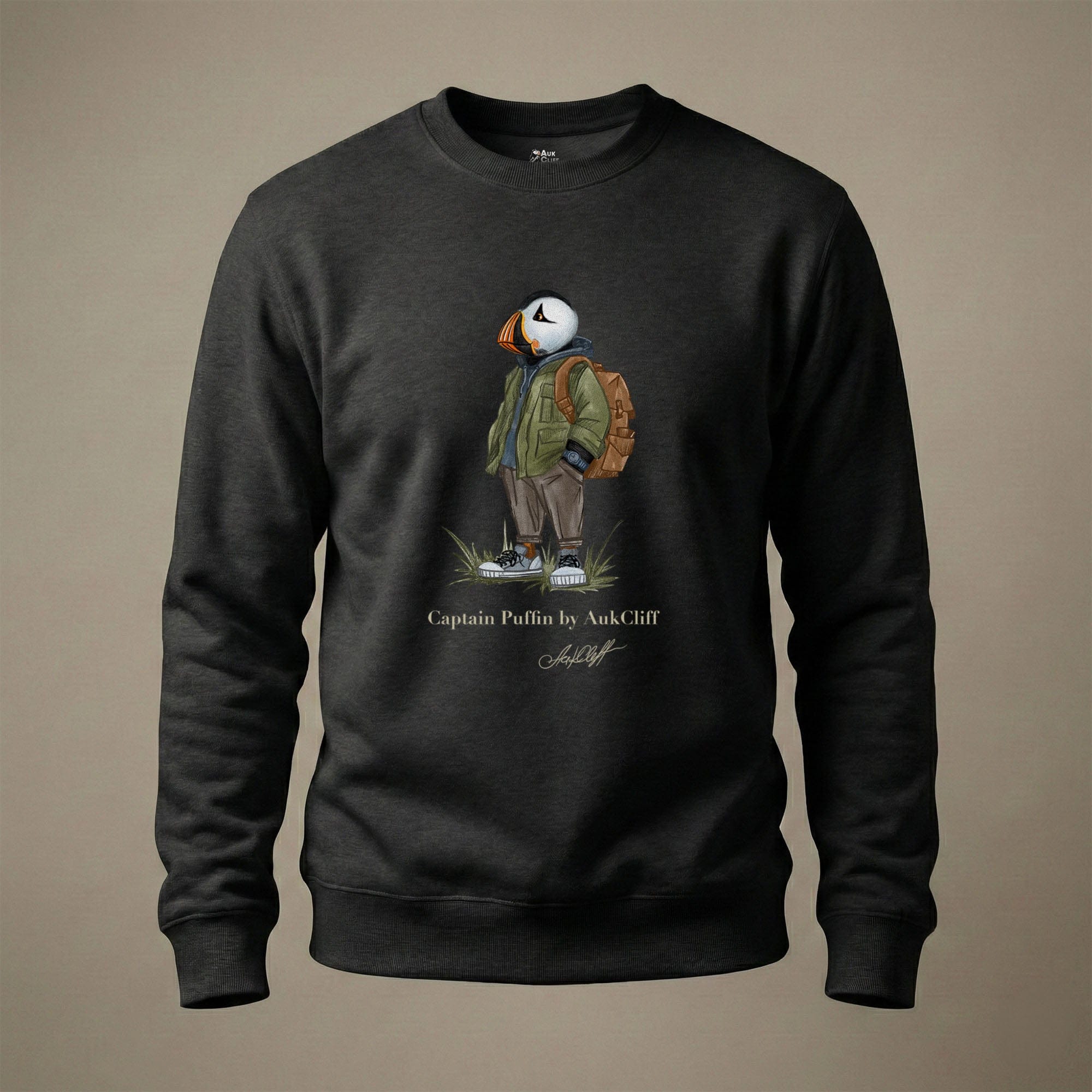 AukCliff® Captain Puffin Sweatshirt Black / S Captain Puffin™ “Urban Hiker” Sweatshirt
