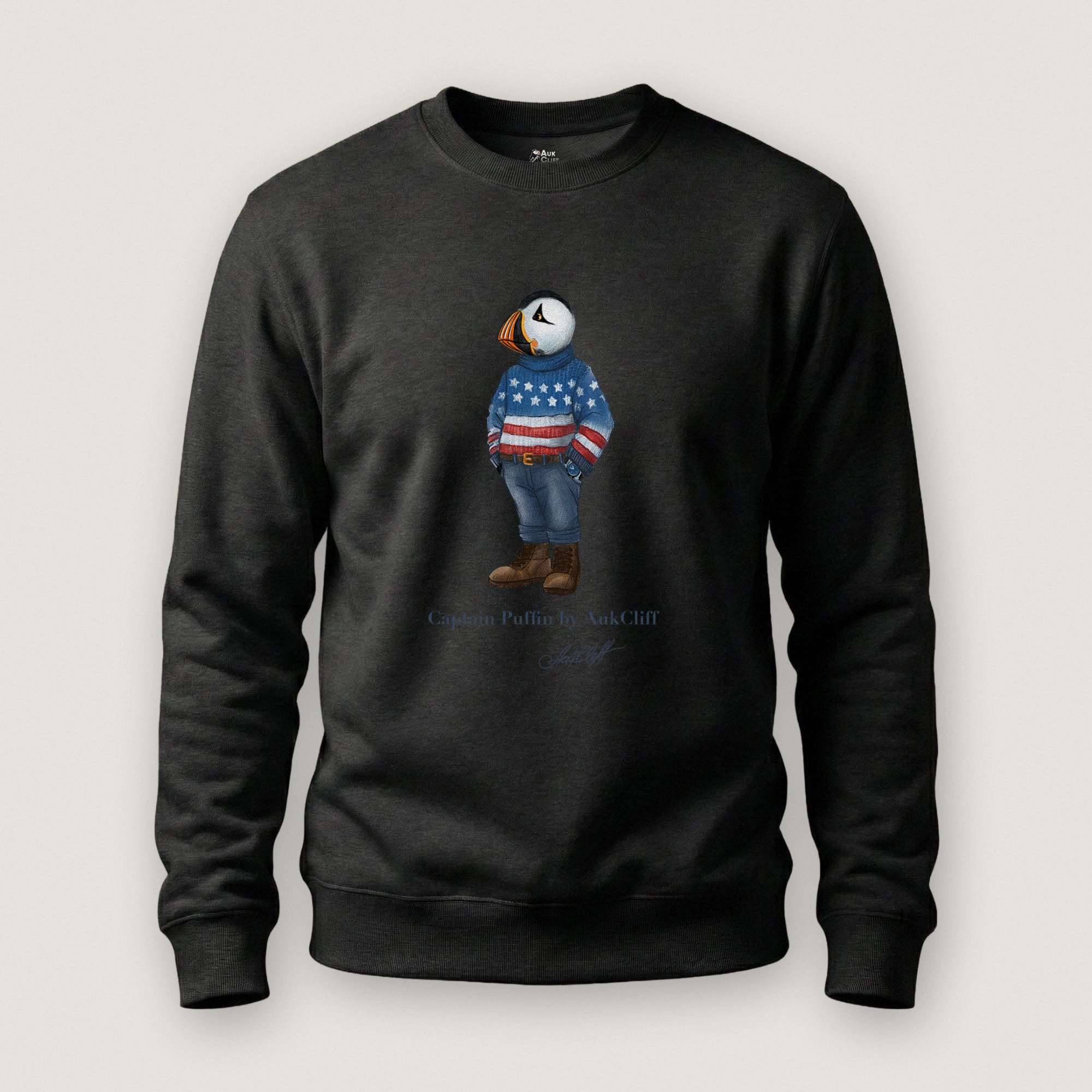 AukCliff Captain Puffin Sweatshirt Black / S Captain Puffin™ “USA Outfitter” Sweatshirt