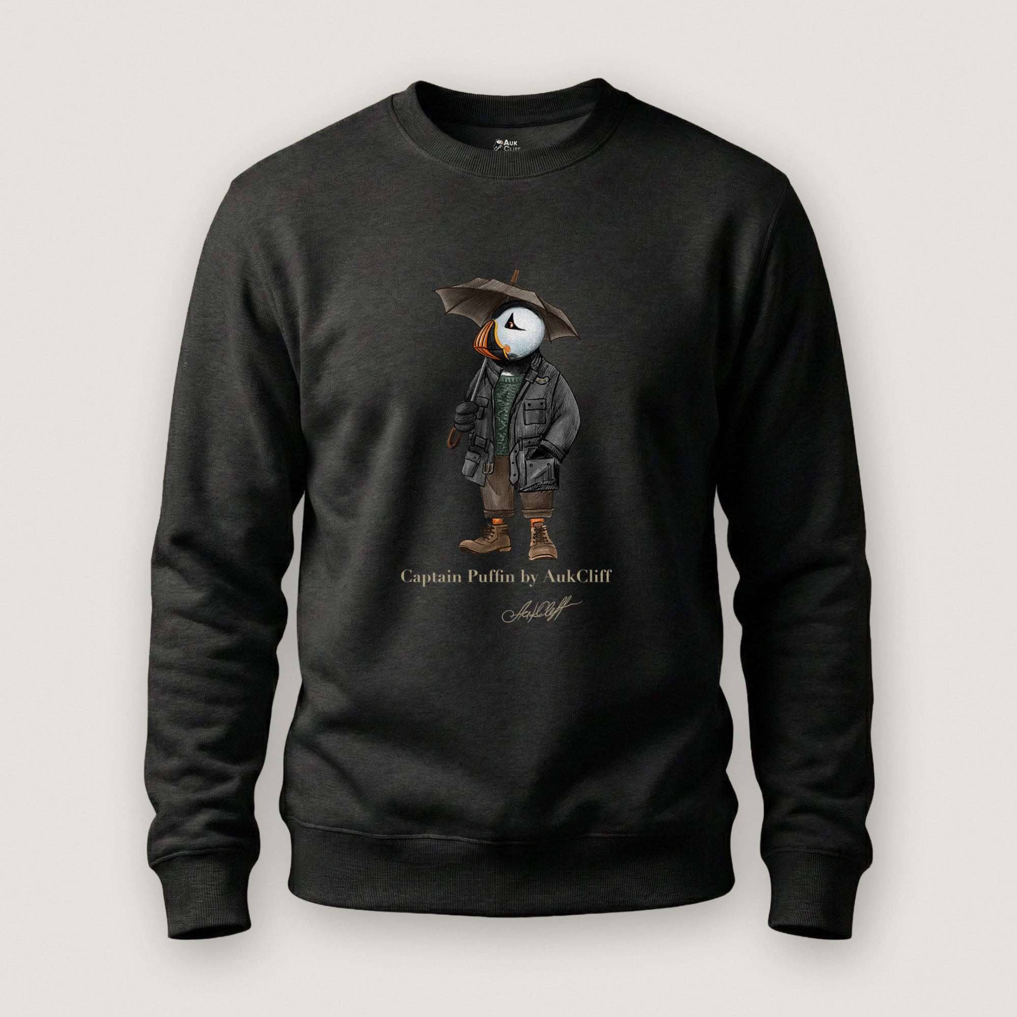 AukCliff® Captain Puffin Sweatshirt Black / S Captain Puffin™ “Waxed Trail Rover” Sweatshirt