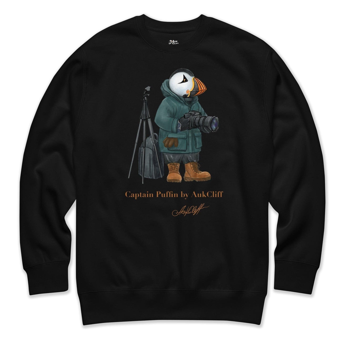 AukCliff Captain Puffin Sweatshirt Black / S Captain Puffin™ Wildlife Photographer Sweatshirt