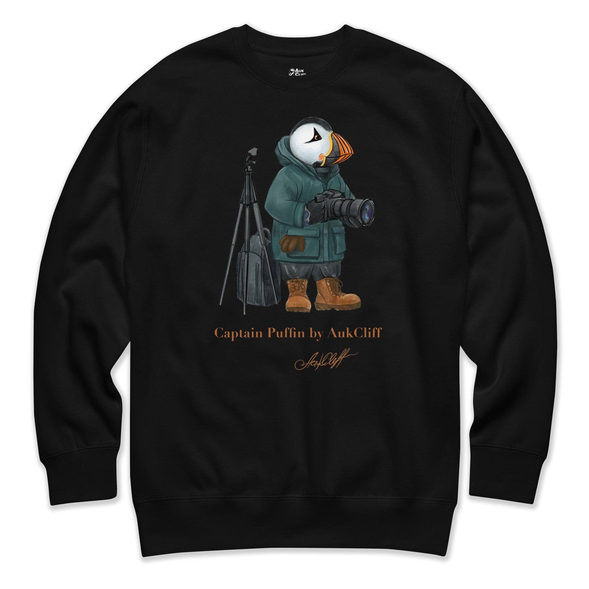 AukCliff Captain Puffin Sweatshirt Black / S Captain Puffin™ Wildlife Photographer Sweatshirt