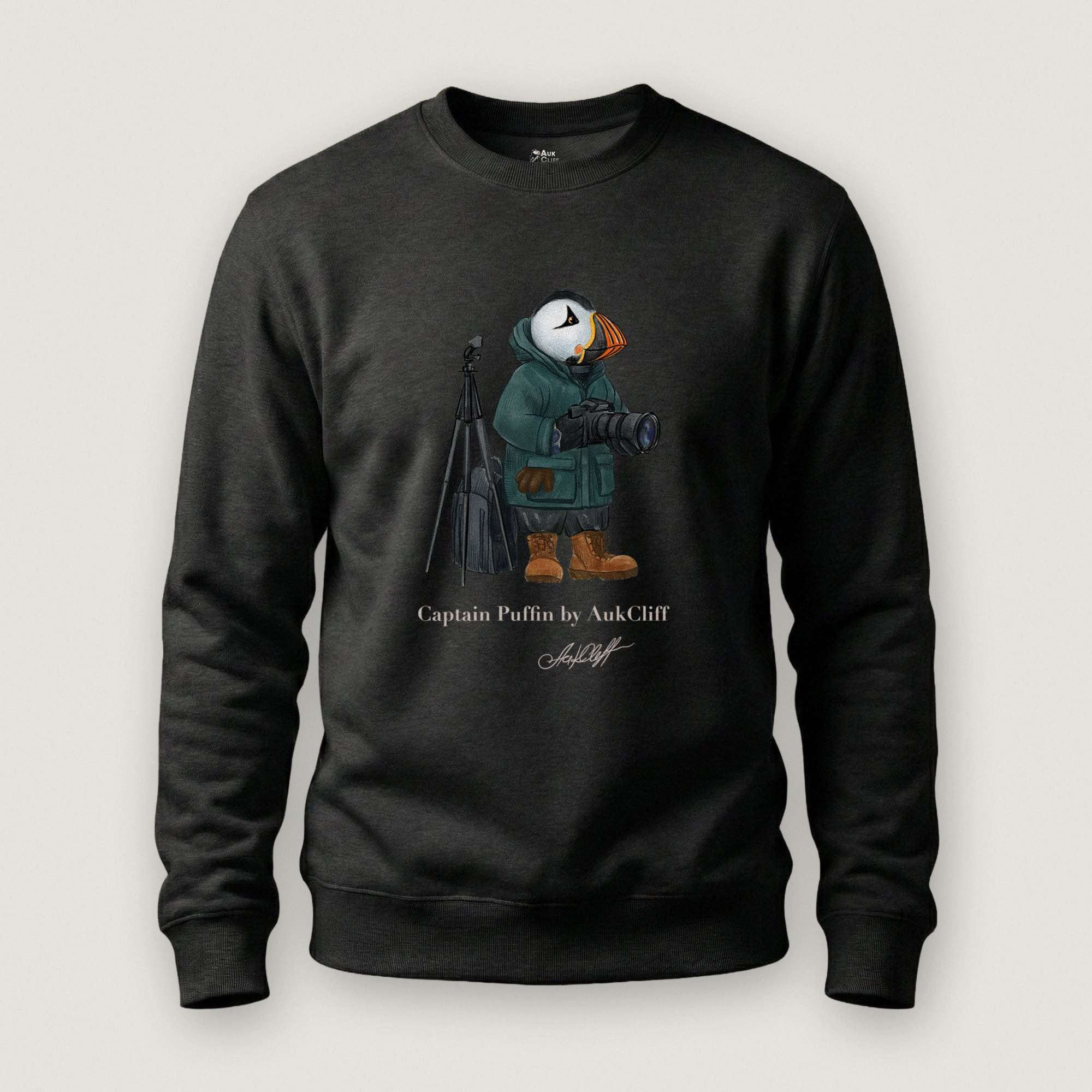 AukCliff Captain Puffin Sweatshirt Black / S Captain Puffin™ Wildlife Photographer Sweatshirt