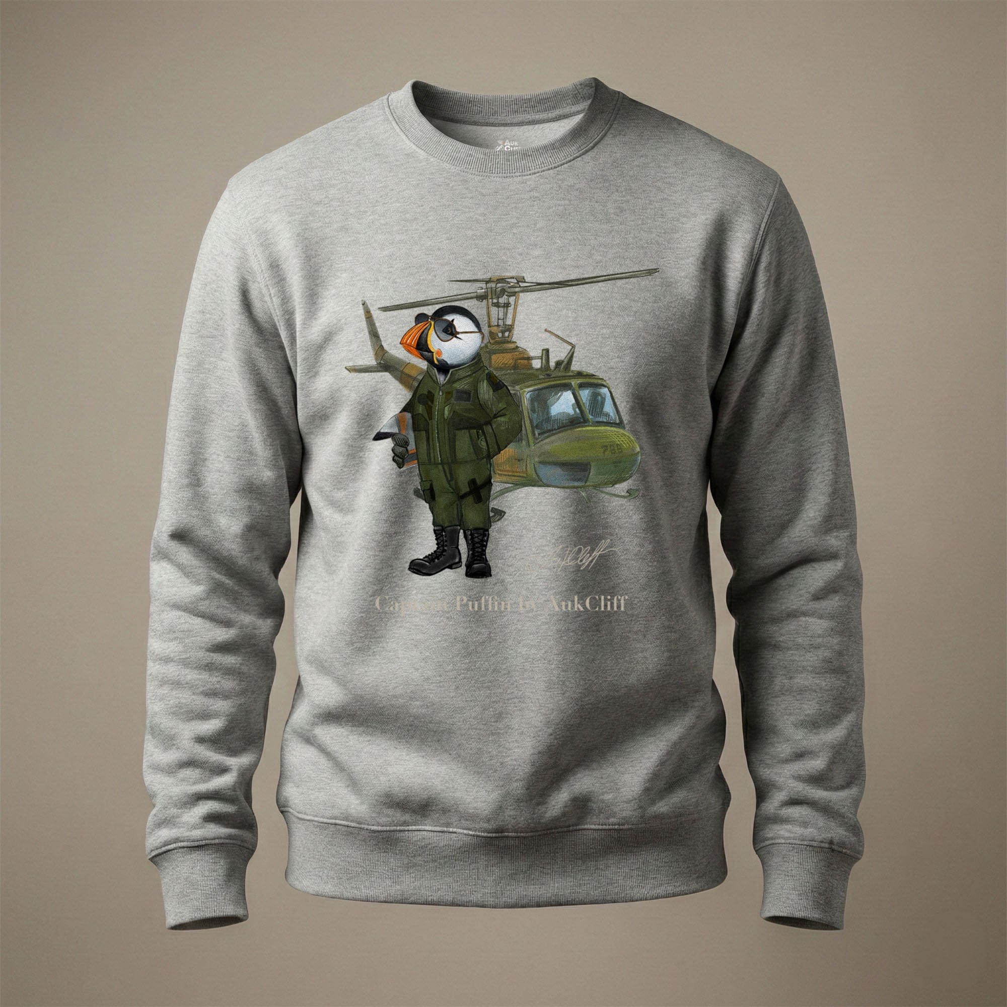 AukCliff® Captain Puffin Sweatshirt Carbon Grey / S Captain Puffin™ Airborne Sweatshirt