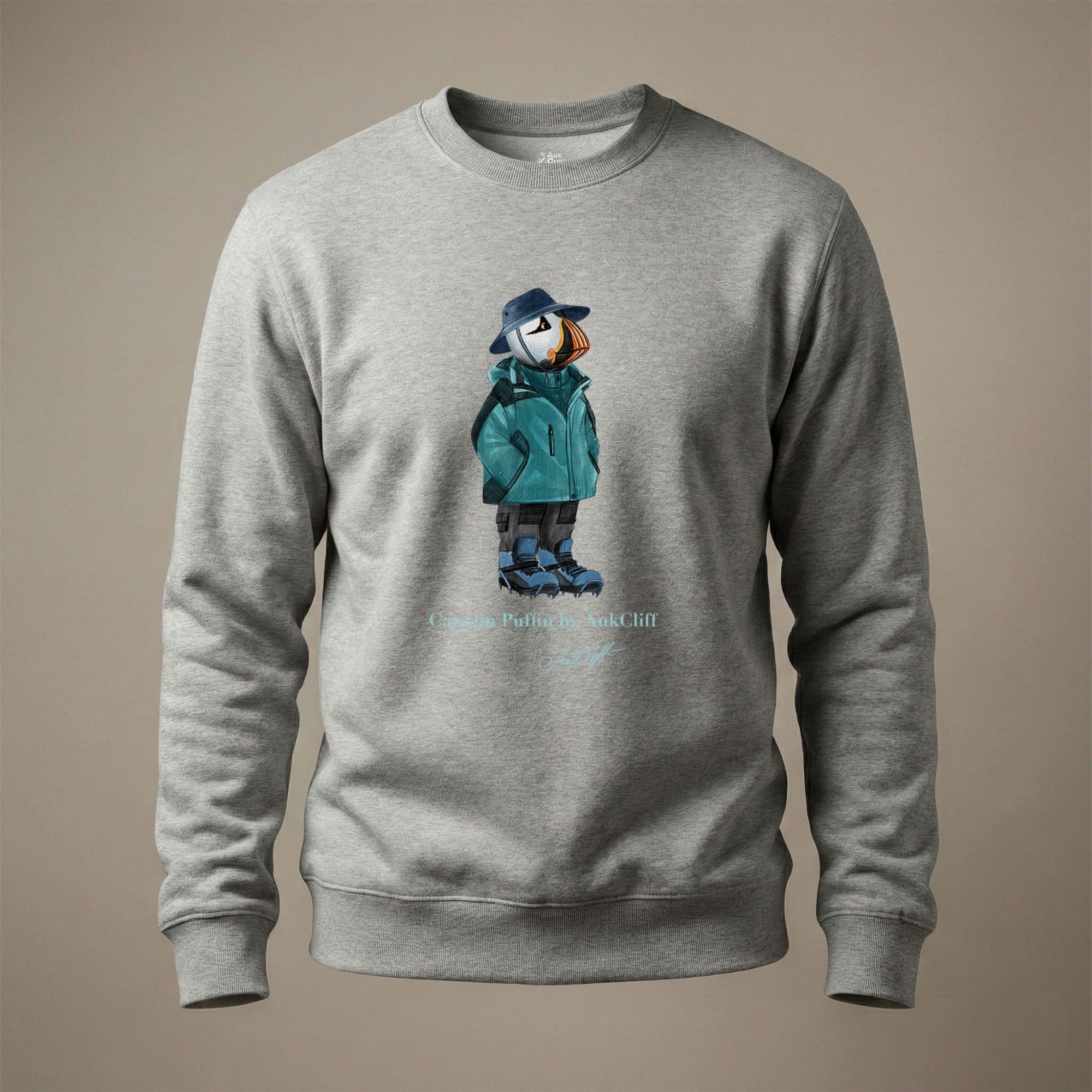 AukCliff® Captain Puffin Sweatshirt Carbon Grey / S Captain Puffin “Alpine Wayfarer” Sweatshirt