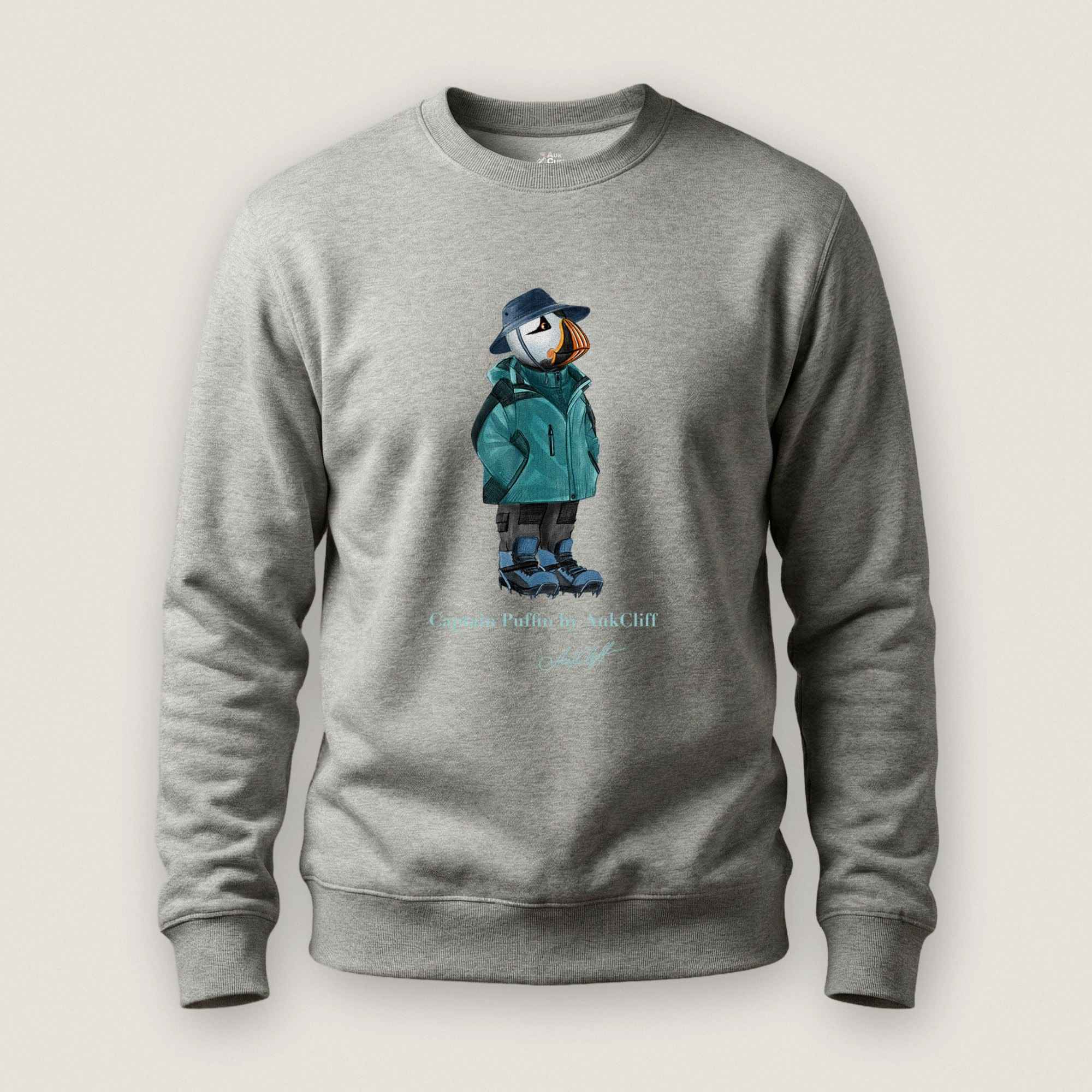 AukCliff® Captain Puffin Sweatshirt Carbon Grey / S Captain Puffin “Alpine Wayfarer” Sweatshirt