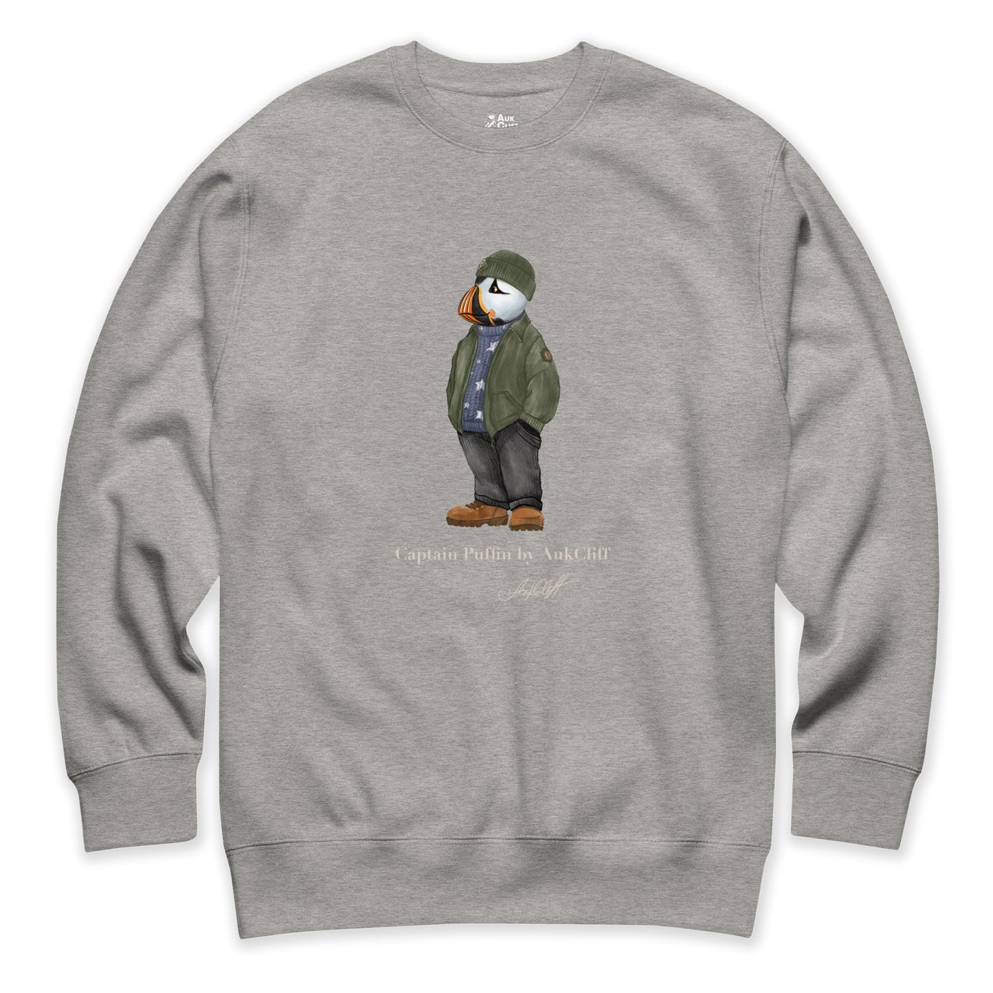 AukCliff® Captain Puffin Sweatshirt Carbon Grey / S Captain Puffin “American Trailkeeper” Sweatshirt