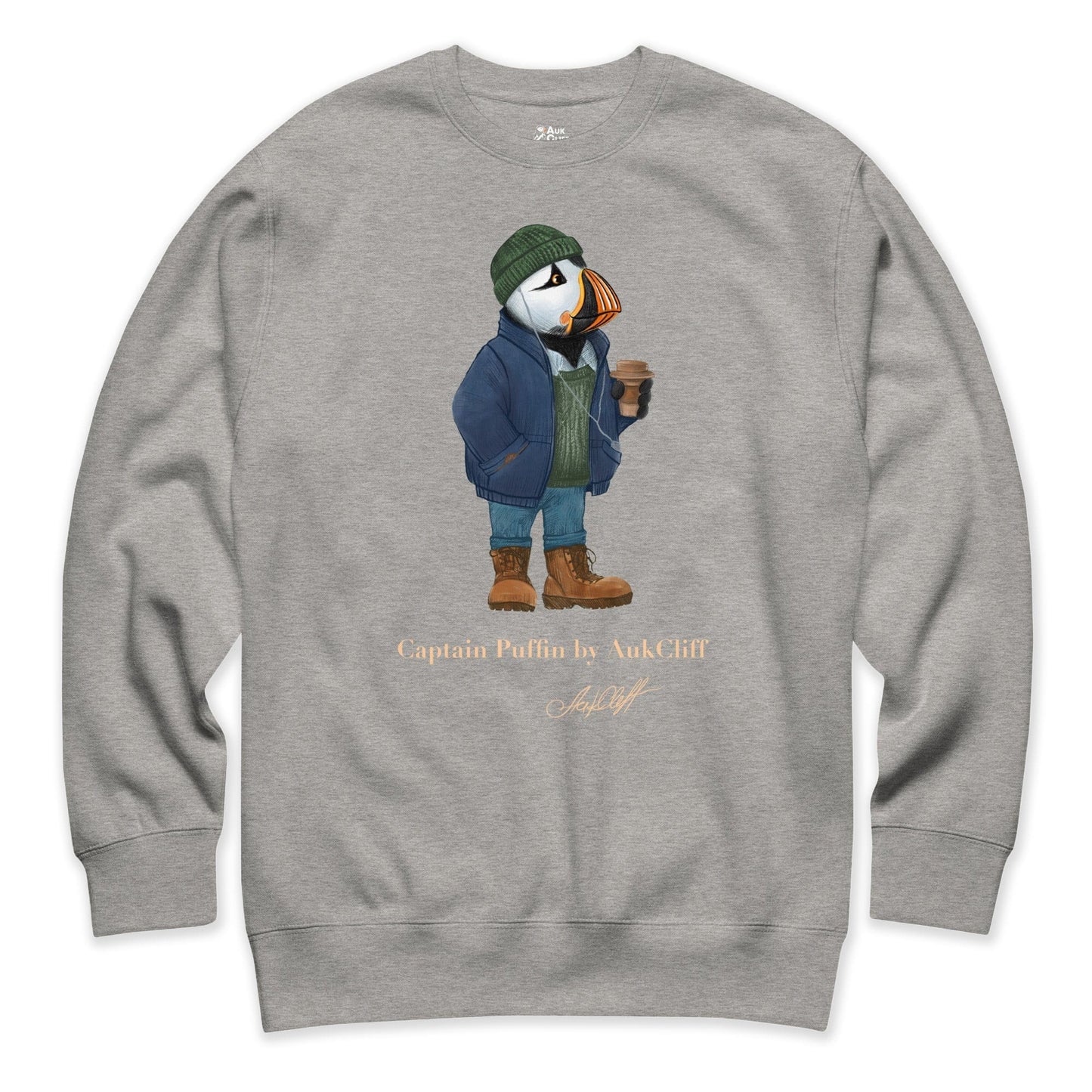 AukCliff Captain Puffin Sweatshirt Carbon Grey / S Captain Puffin™ Coffeehouse Sweatshirt