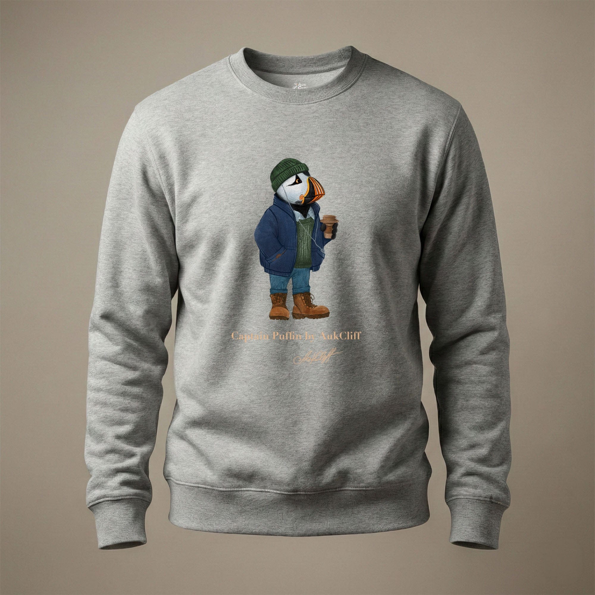 AukCliff Captain Puffin Sweatshirt Carbon Grey / S Captain Puffin™ Coffeehouse Sweatshirt