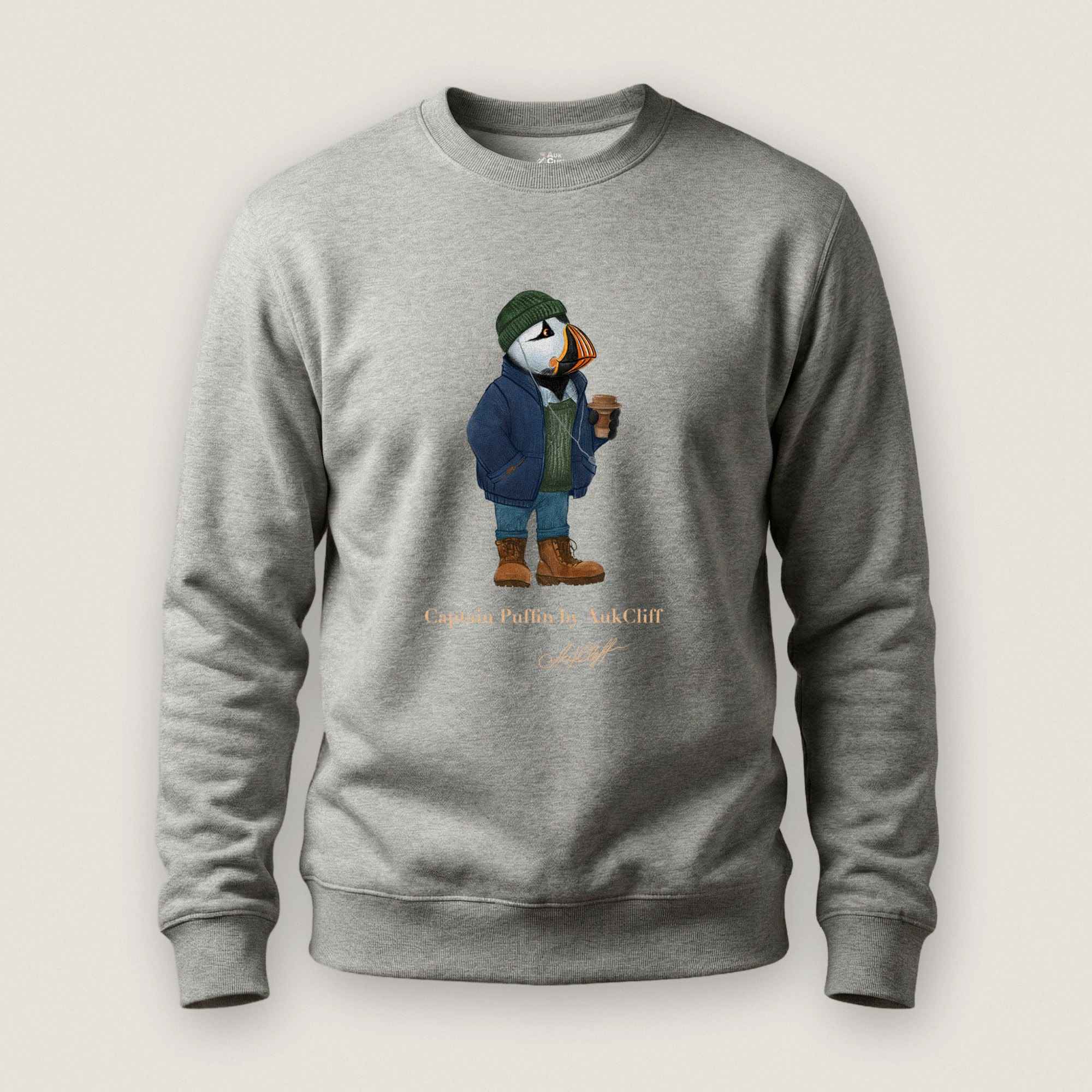 AukCliff Captain Puffin Sweatshirt Carbon Grey / S Captain Puffin™ Coffeehouse Sweatshirt