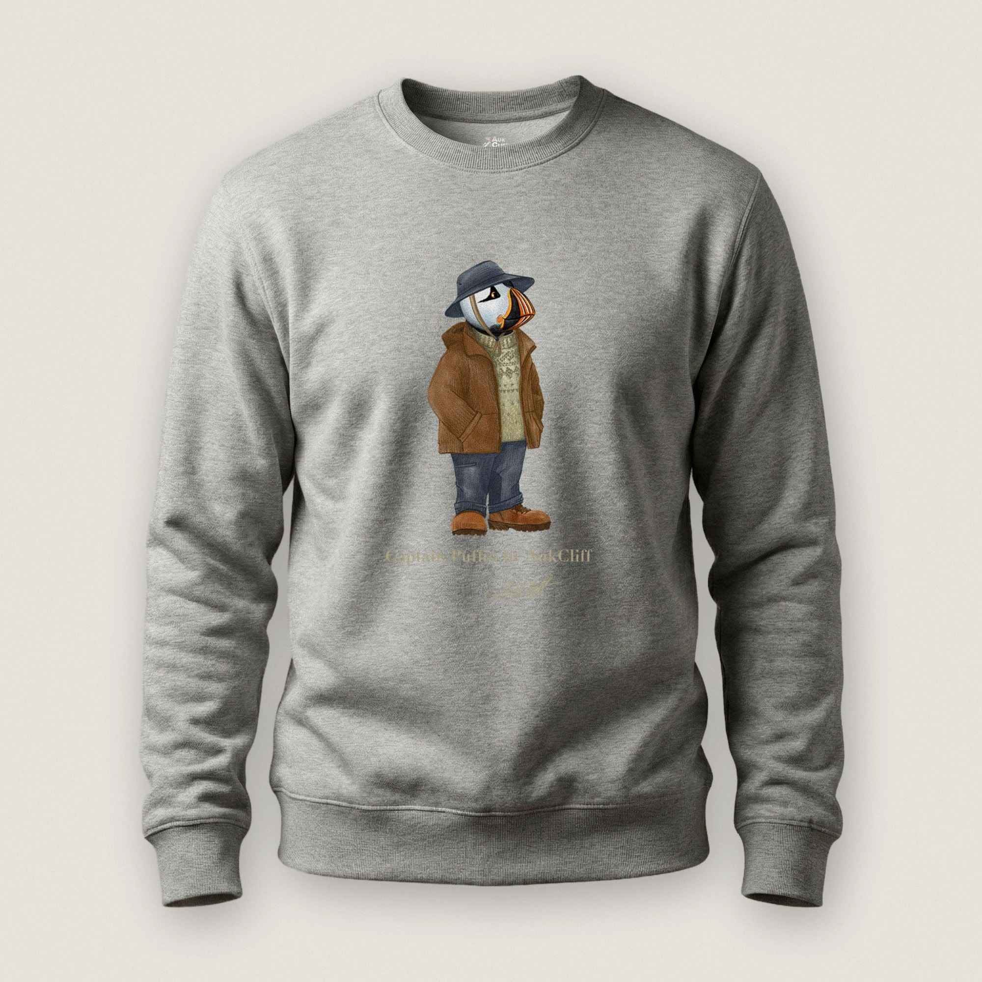 AukCliff® Captain Puffin Sweatshirt Carbon Grey / S Captain Puffin “Dolomites Alpine Rambler” Sweatshirt