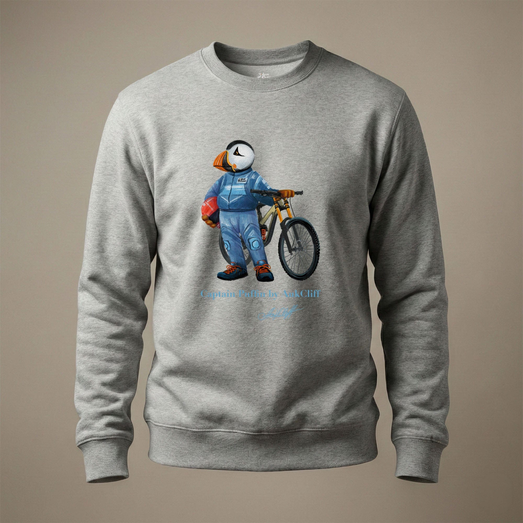 AukCliff Captain Puffin Sweatshirt Carbon Grey / S Captain Puffin™ Downhill Mountain Biker Sweatshirt