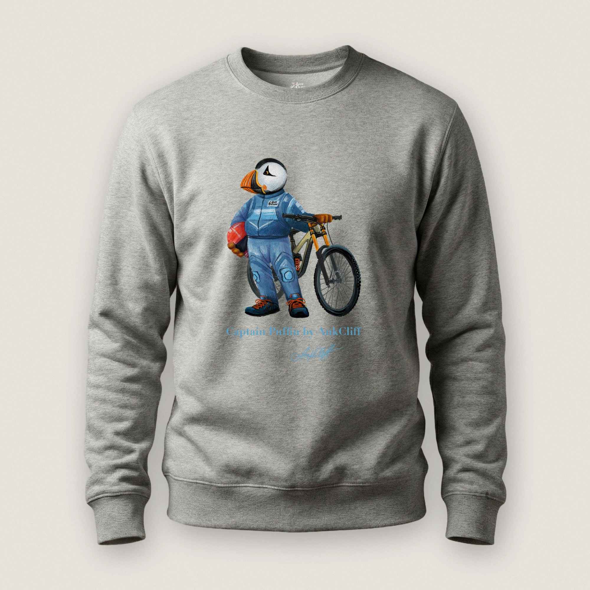 AukCliff Captain Puffin Sweatshirt Carbon Grey / S Captain Puffin™ Downhill Mountain Biker Sweatshirt
