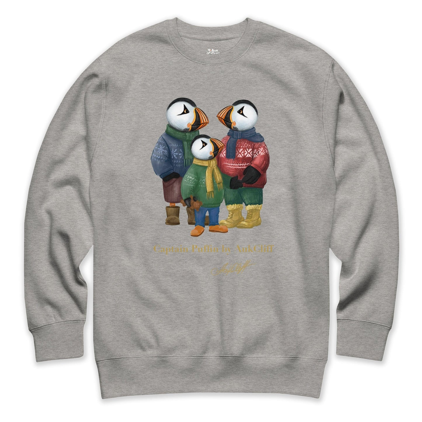AukCliff Captain Puffin Sweatshirt Carbon Grey / S Captain Puffin™ “Festive Family” Sweatshirt