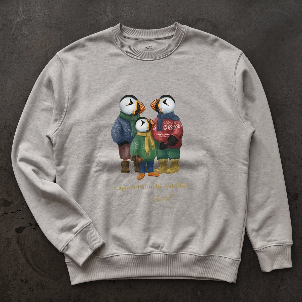 AukCliff Captain Puffin Sweatshirt Carbon Grey / S Captain Puffin™ “Festive Family” Sweatshirt