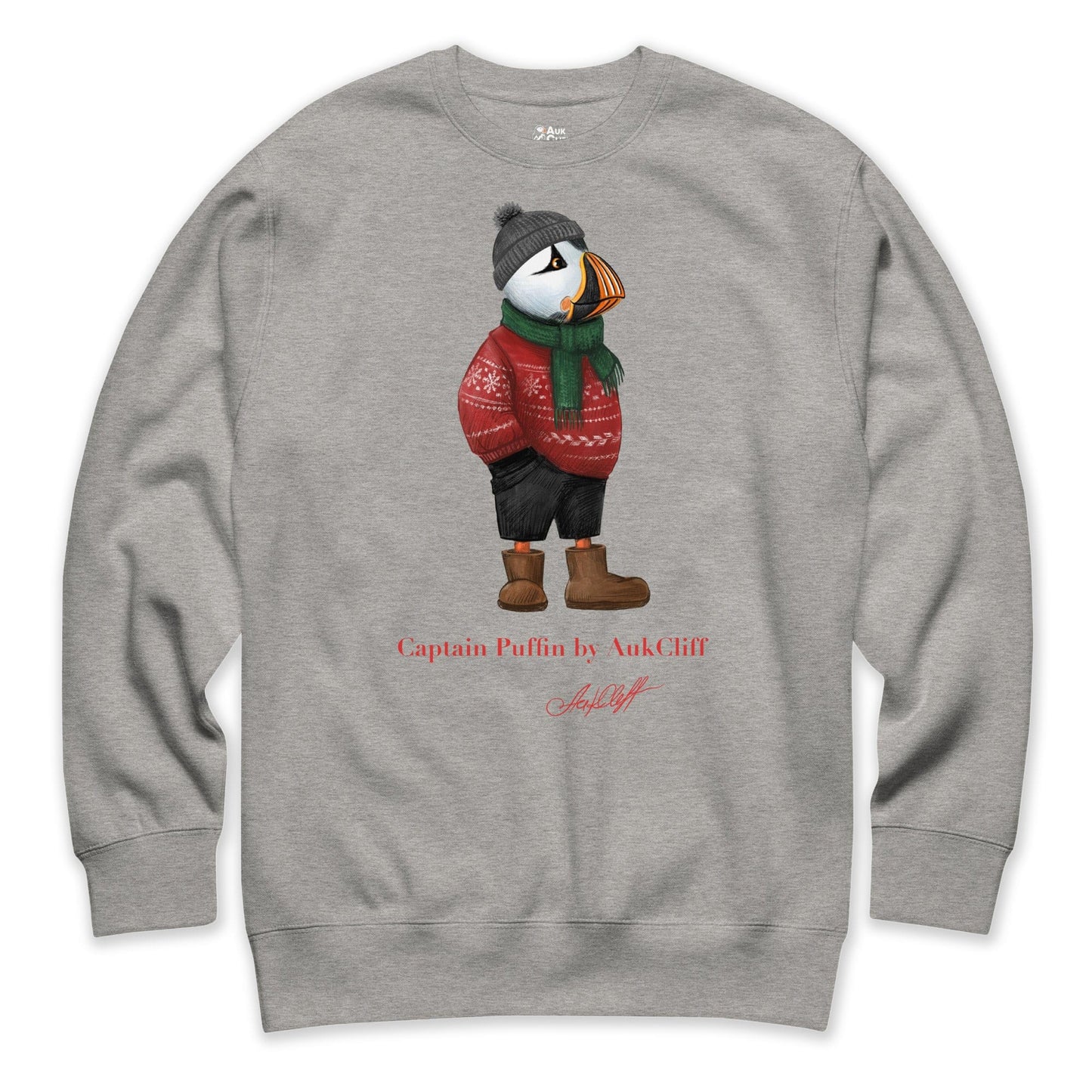 AukCliff Captain Puffin Sweatshirt Carbon Grey / S Captain Puffin™ “Festive Puffin” Sweatshirt