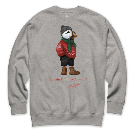 AukCliff Captain Puffin Sweatshirt Carbon Grey / S Captain Puffin™ “Festive Puffin” Sweatshirt