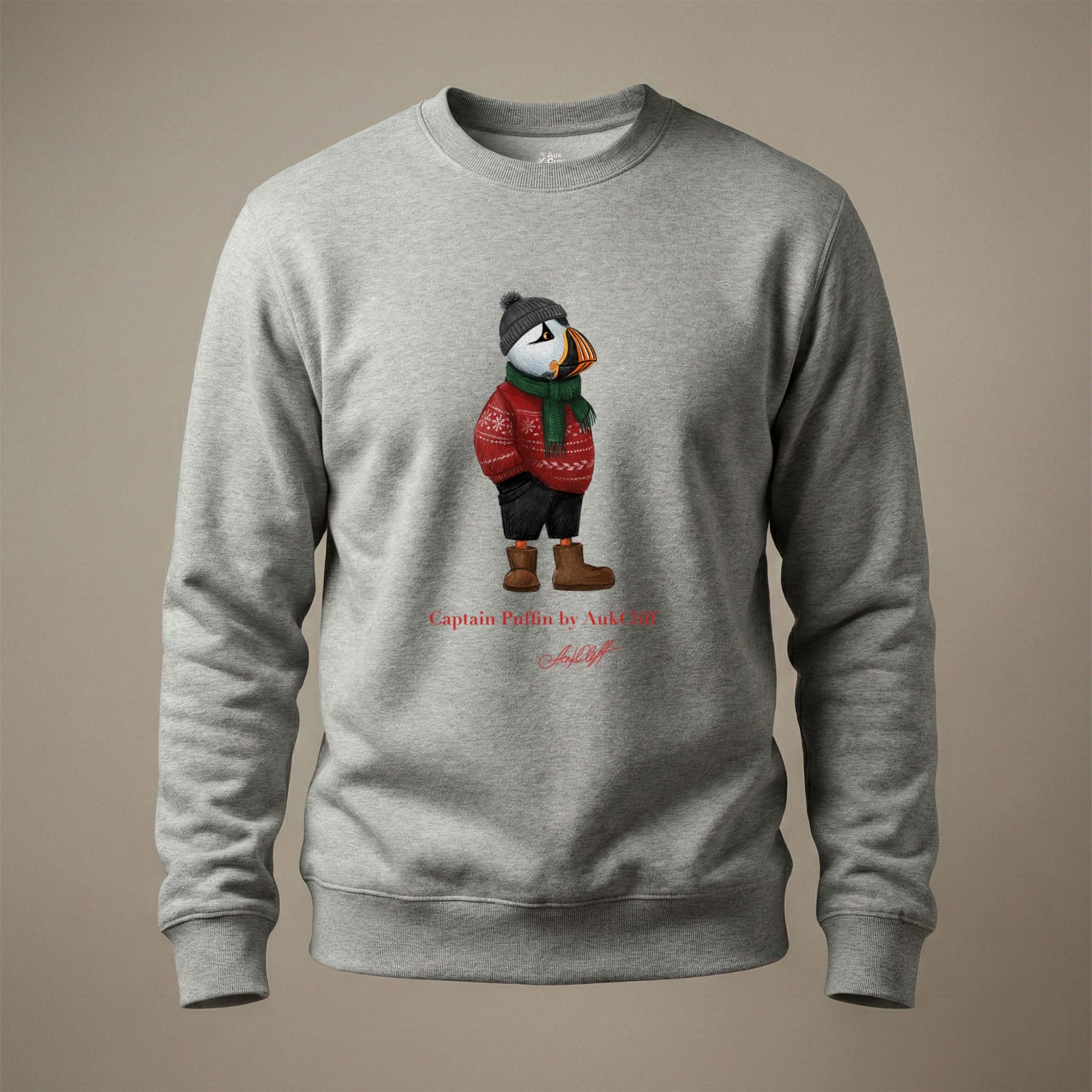 AukCliff Captain Puffin Sweatshirt Carbon Grey / S Captain Puffin™ “Festive Puffin” Sweatshirt