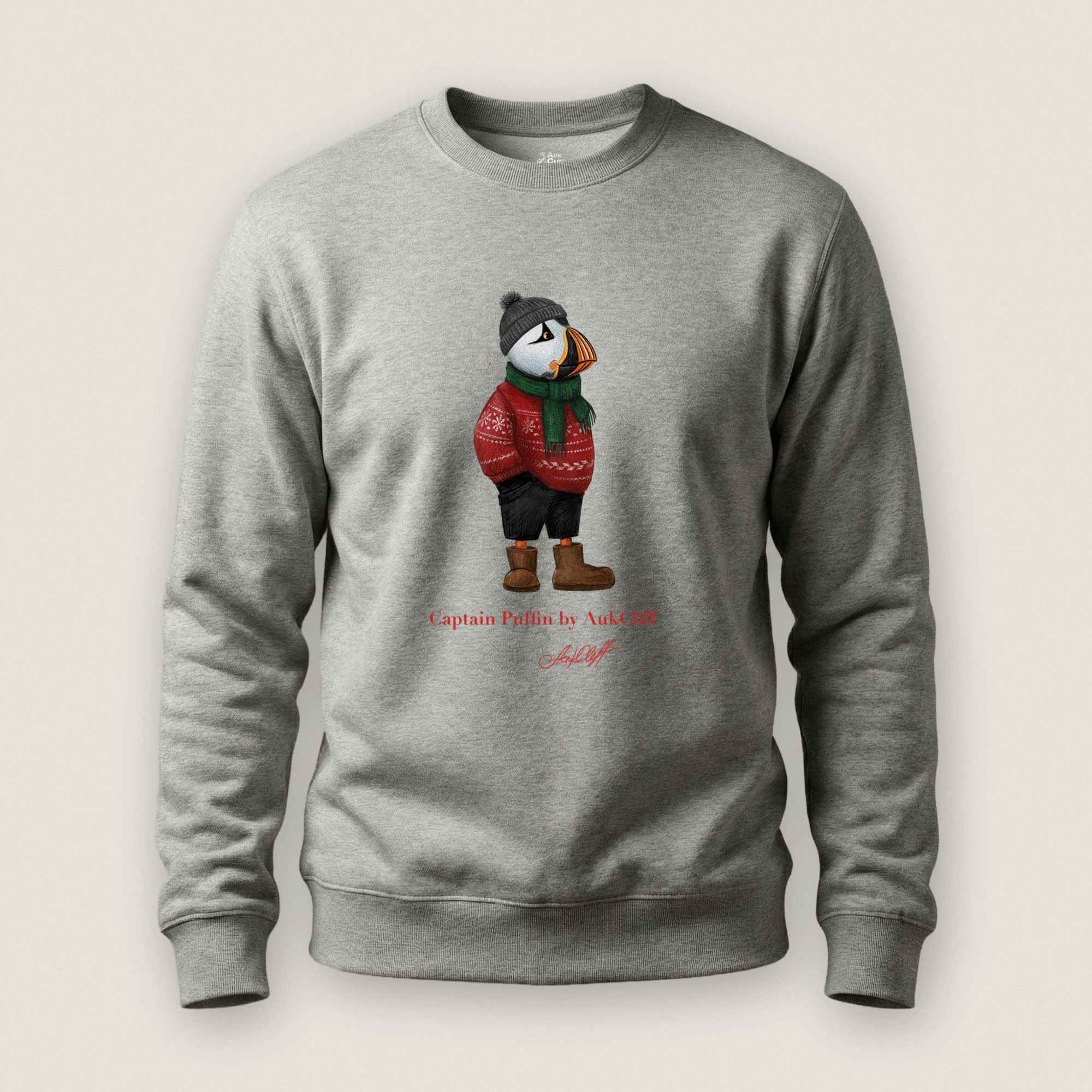 AukCliff Captain Puffin Sweatshirt Carbon Grey / S Captain Puffin™ “Festive Puffin” Sweatshirt