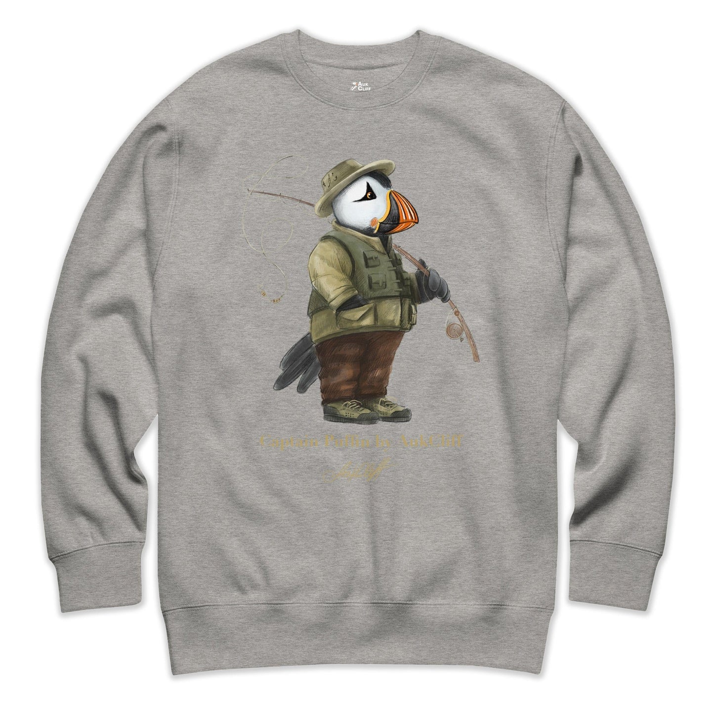 AukCliff Captain Puffin Sweatshirt Carbon Grey / S Captain Puffin™ Fly Fisherman Sweatshirt