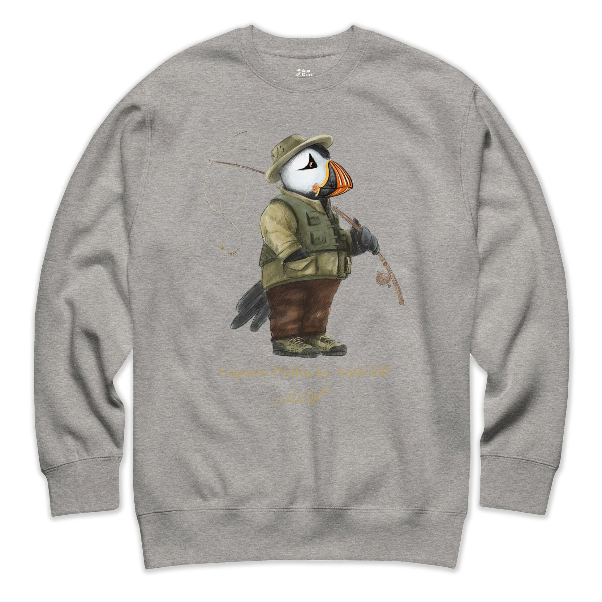 AukCliff Captain Puffin Sweatshirt Carbon Grey / S Captain Puffin™ Fly Fisherman Sweatshirt
