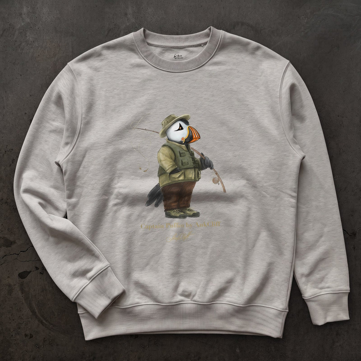 AukCliff Captain Puffin Sweatshirt Carbon Grey / S Captain Puffin™ Fly Fisherman Sweatshirt