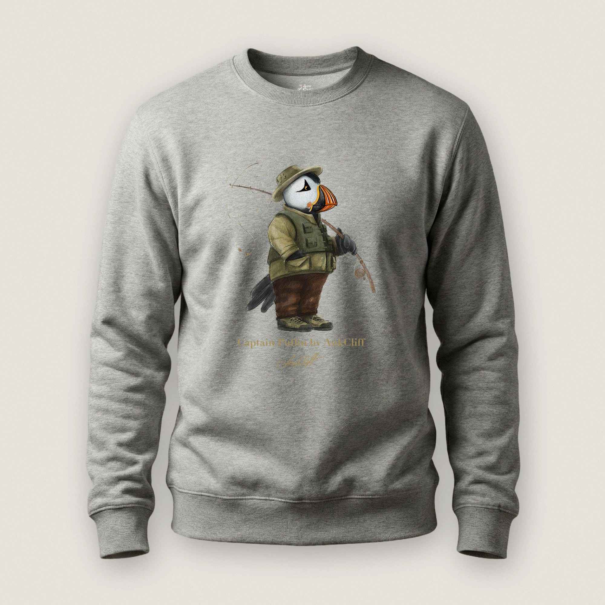 AukCliff Captain Puffin Sweatshirt Carbon Grey / S Captain Puffin™ Fly Fisherman Sweatshirt