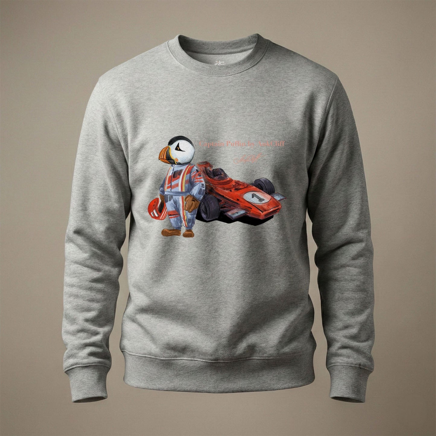 AukCliff Captain Puffin Sweatshirt Carbon Grey / S Captain Puffin™ Formula Racer Sweatshirt