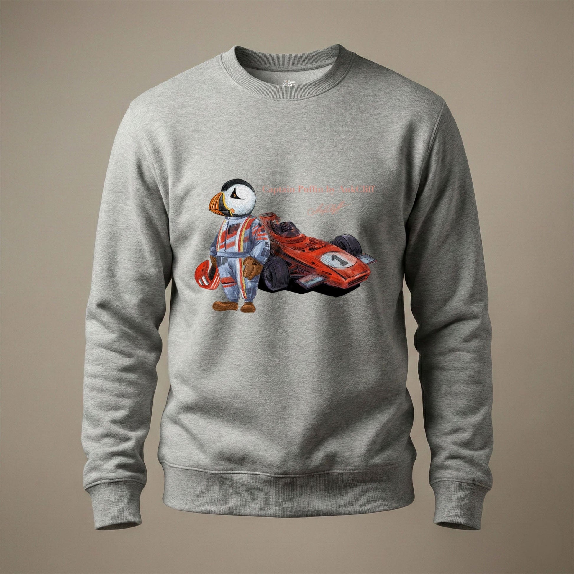 AukCliff Captain Puffin Sweatshirt Carbon Grey / S Captain Puffin™ Formula Racer Sweatshirt