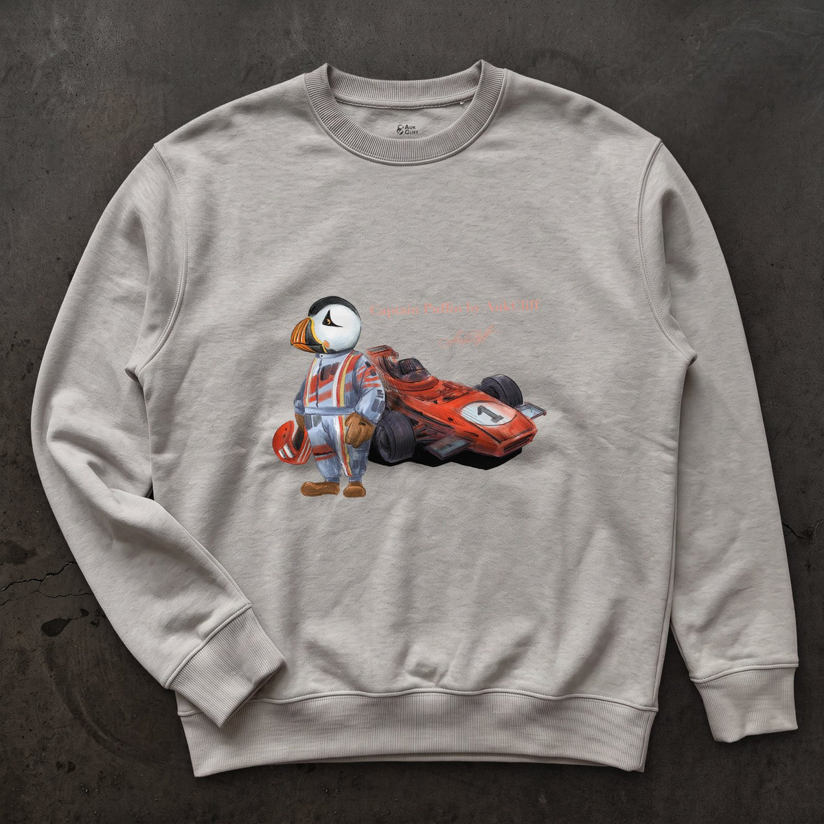 AukCliff Captain Puffin Sweatshirt Carbon Grey / S Captain Puffin™ Formula Racer Sweatshirt