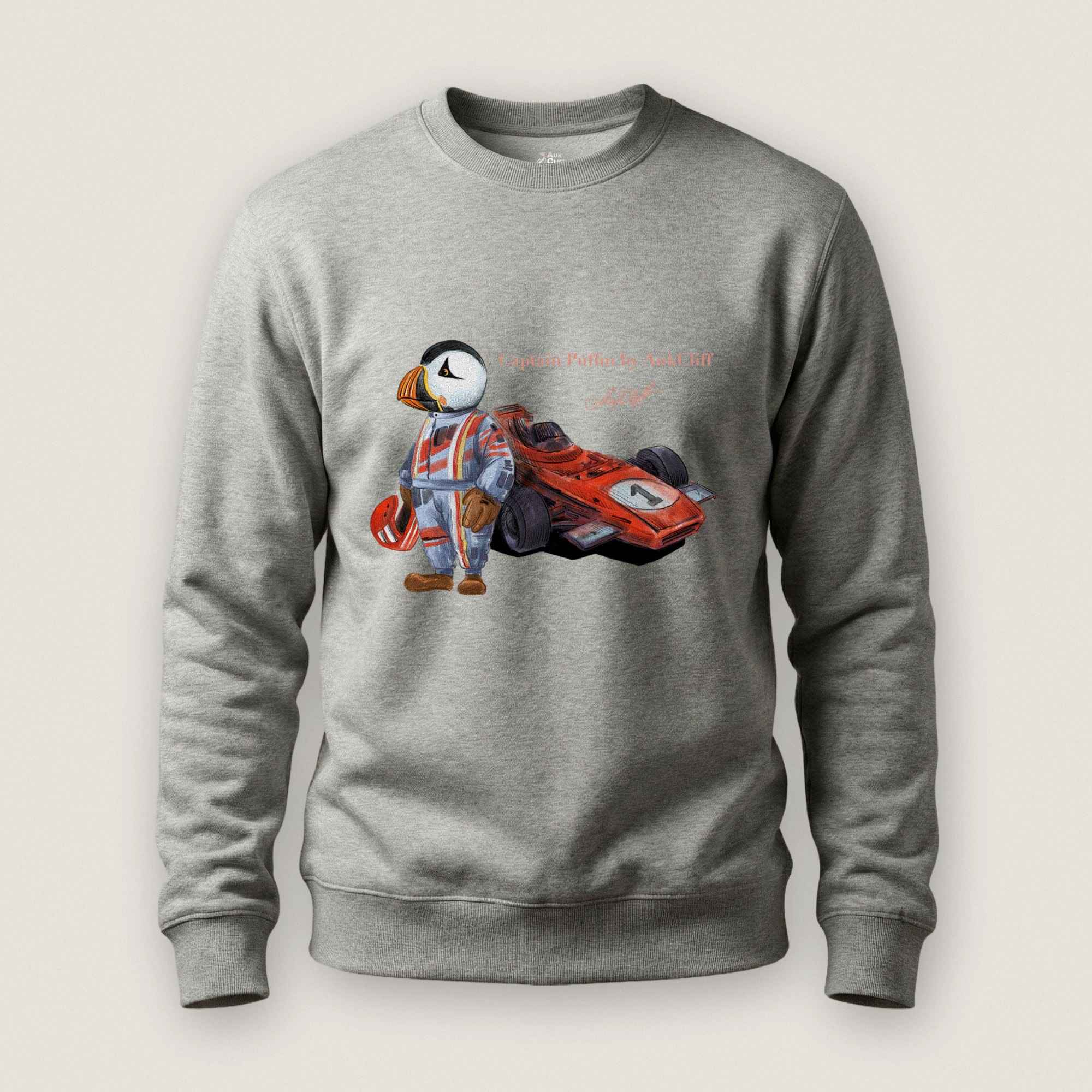 AukCliff Captain Puffin Sweatshirt Carbon Grey / S Captain Puffin™ Formula Racer Sweatshirt