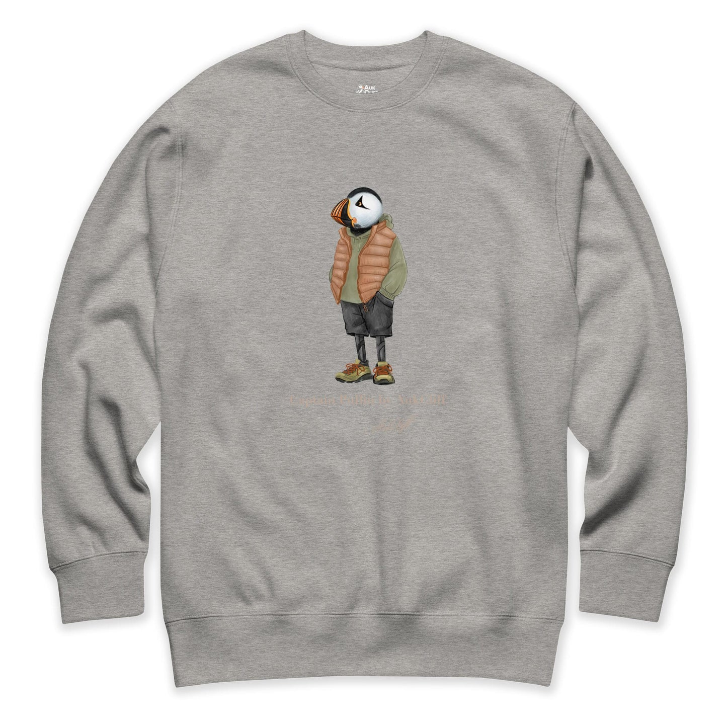AukCliff® Captain Puffin Sweatshirt Carbon Grey / S Captain Puffin “New Zealand Tramper” Sweatshirt