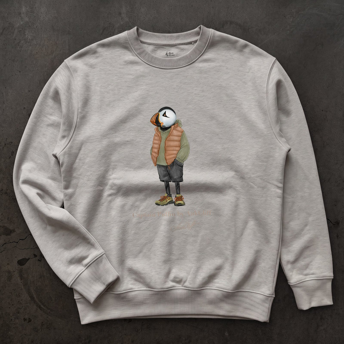 AukCliff® Captain Puffin Sweatshirt Carbon Grey / S Captain Puffin “New Zealand Tramper” Sweatshirt