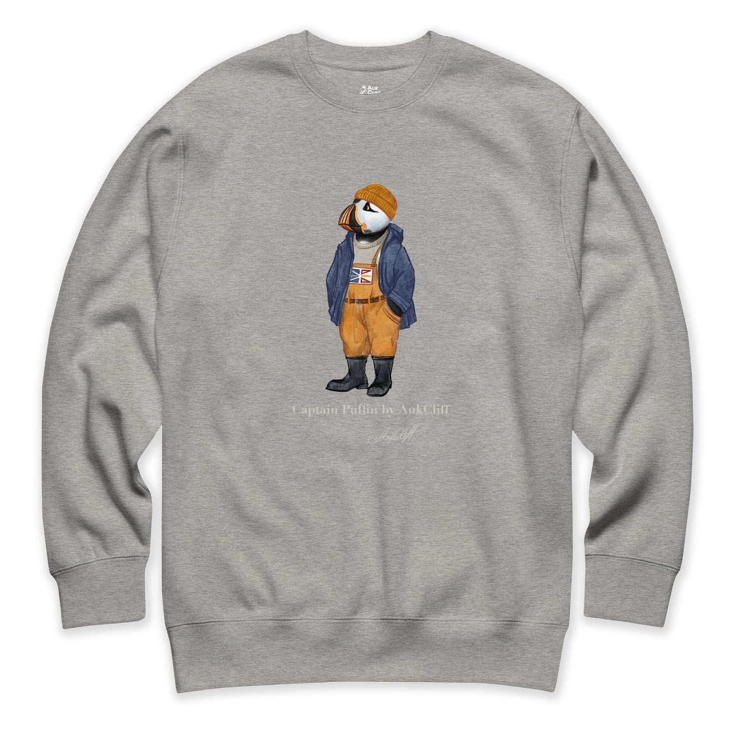 AukCliff® Captain Puffin Sweatshirt Carbon Grey / S Captain Puffin™ Newfoundland & Labrador Sweatshirt