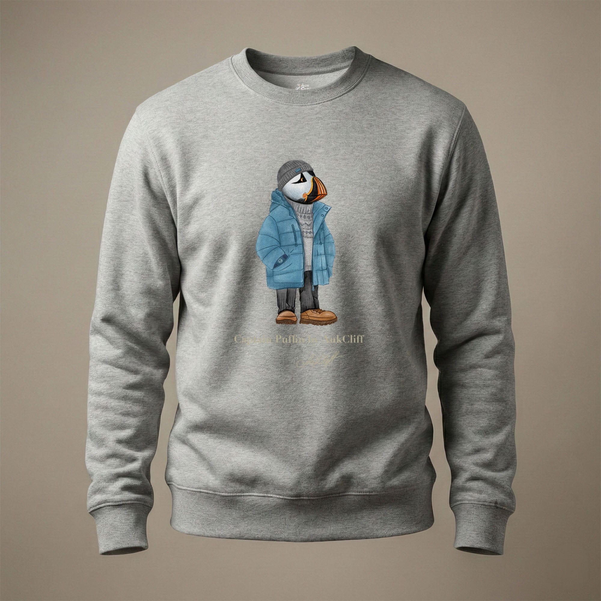 AukCliff® Captain Puffin Sweatshirt Carbon Grey / S Captain Puffin “Nordic Wayfarer” Sweatshirt