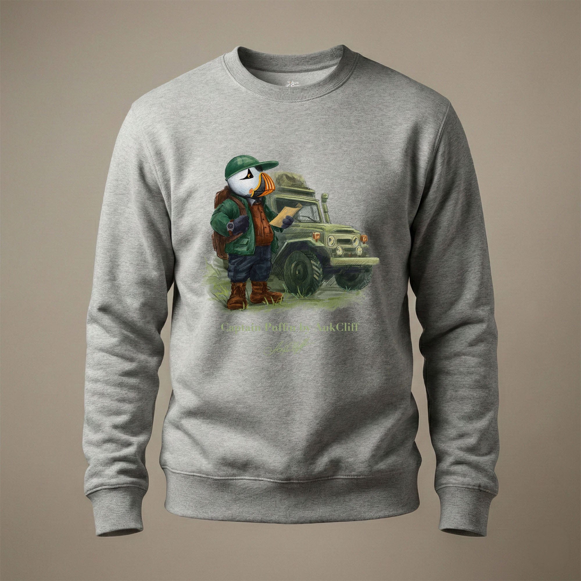 AukCliff Captain Puffin Sweatshirt Carbon Grey / S Captain Puffin™ Overland Explorer Sweatshirt