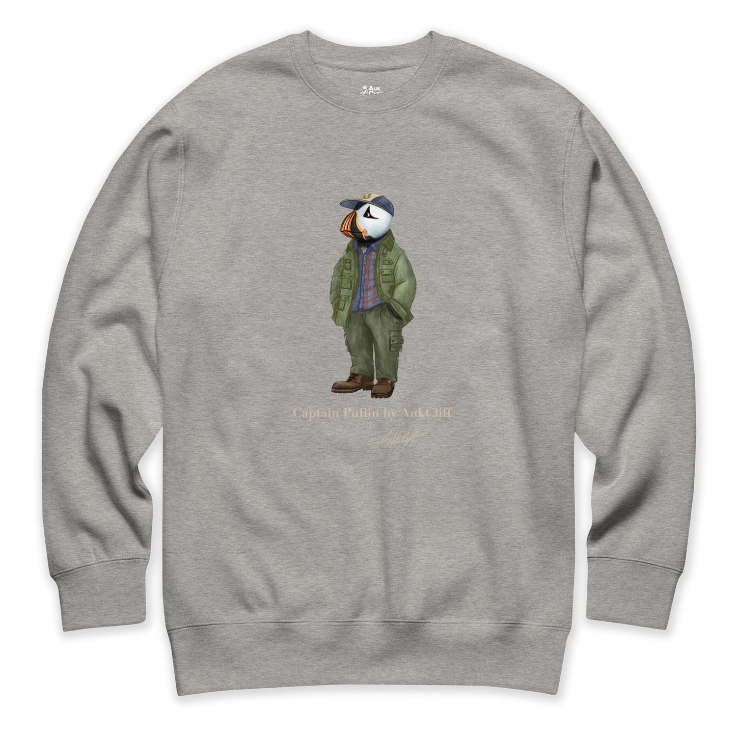 AukCliff® Captain Puffin Sweatshirt Carbon Grey / S Captain Puffin “Pacific Northwest Trailkeeper” Sweatshirt