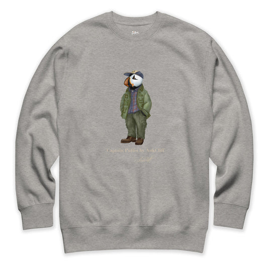 AukCliff® Captain Puffin Sweatshirt Carbon Grey / S Captain Puffin “Pacific Northwest Trailkeeper” Sweatshirt