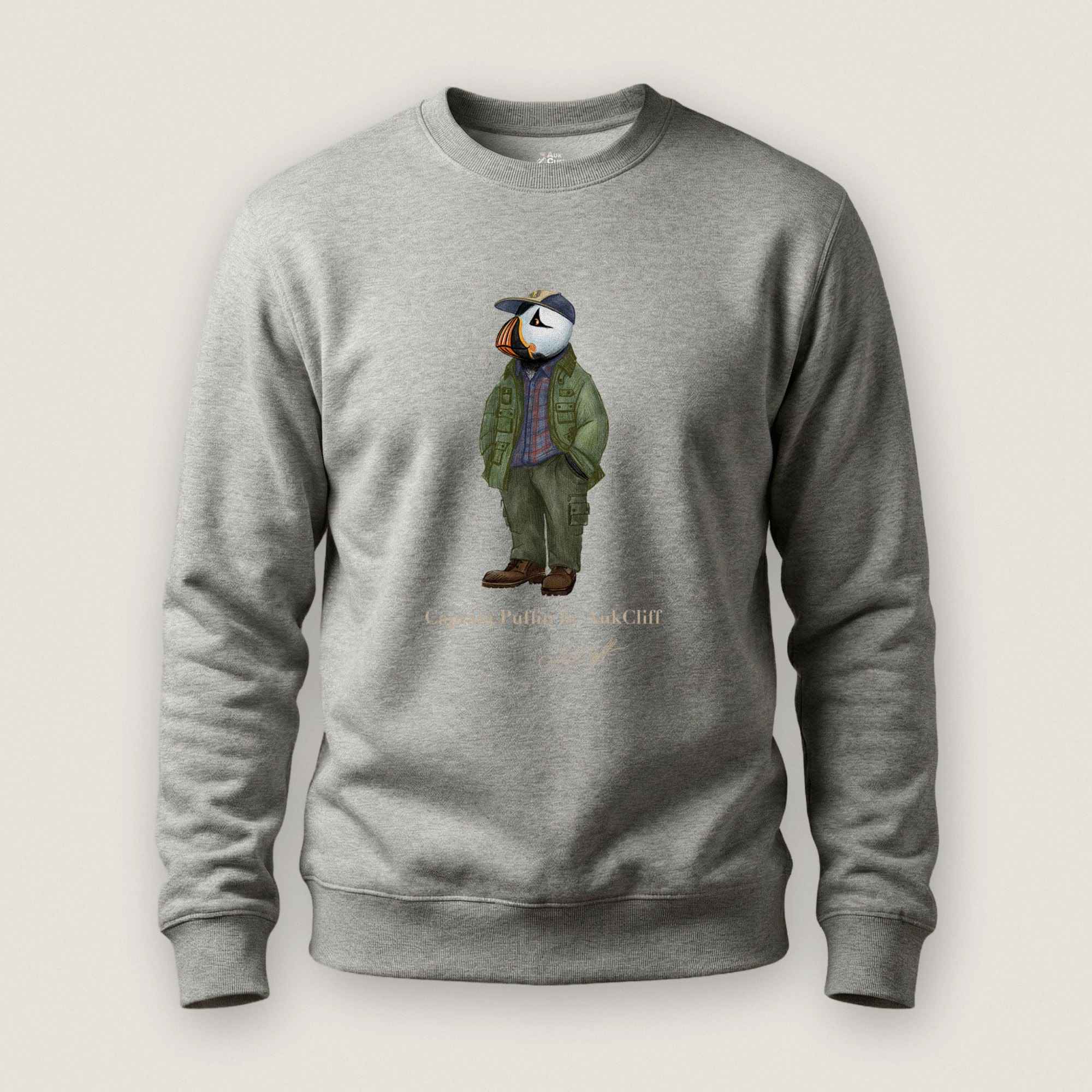 AukCliff® Captain Puffin Sweatshirt Carbon Grey / S Captain Puffin “Pacific Northwest Trailkeeper” Sweatshirt