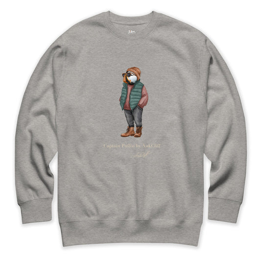 AukCliff® Captain Puffin Sweatshirt Carbon Grey / S Captain Puffin™ “Puffer Vest Nomad” Sweatshirt