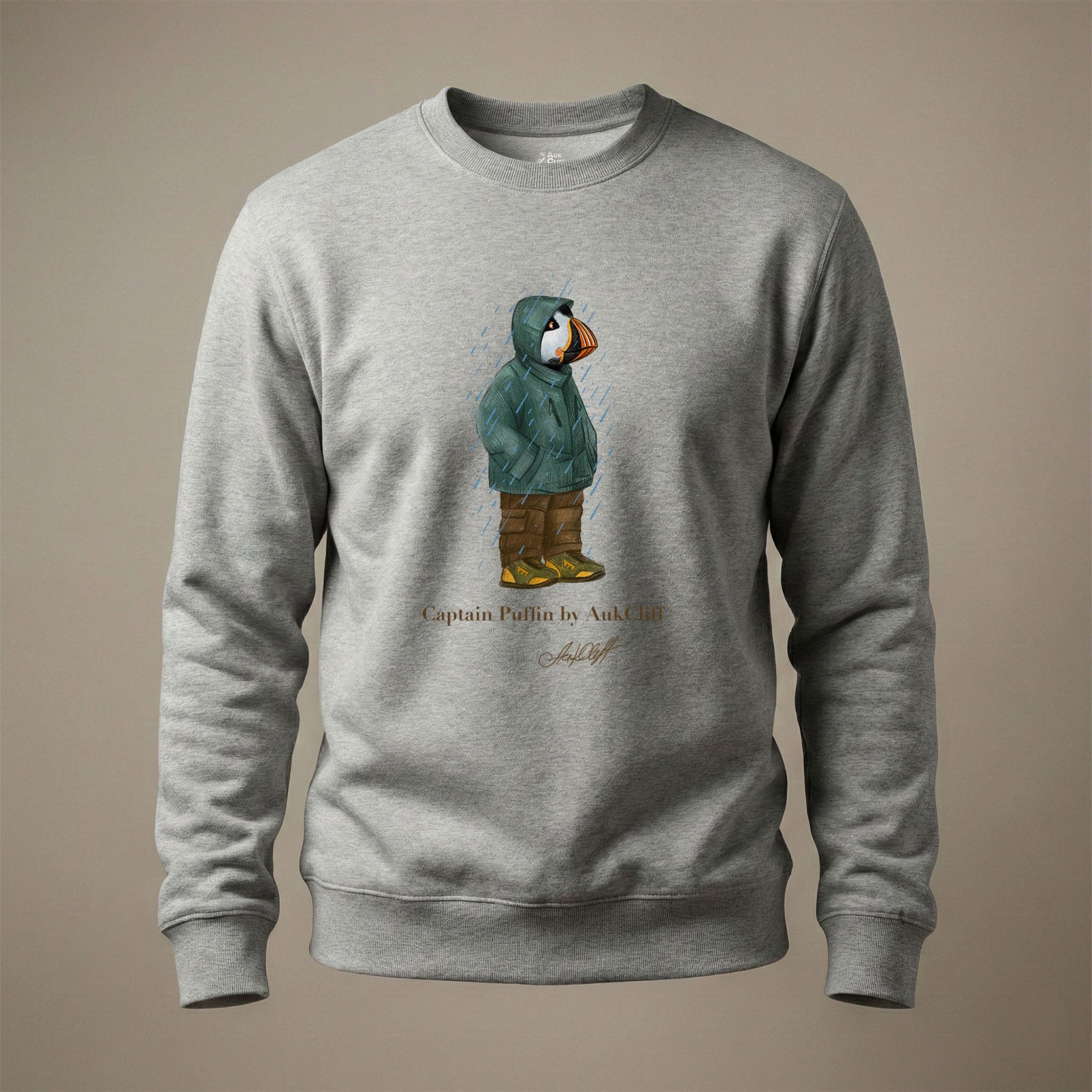 AukCliff Captain Puffin Sweatshirt Carbon Grey / S Captain Puffin™ “Rainy Day Rambler” Sweatshirt