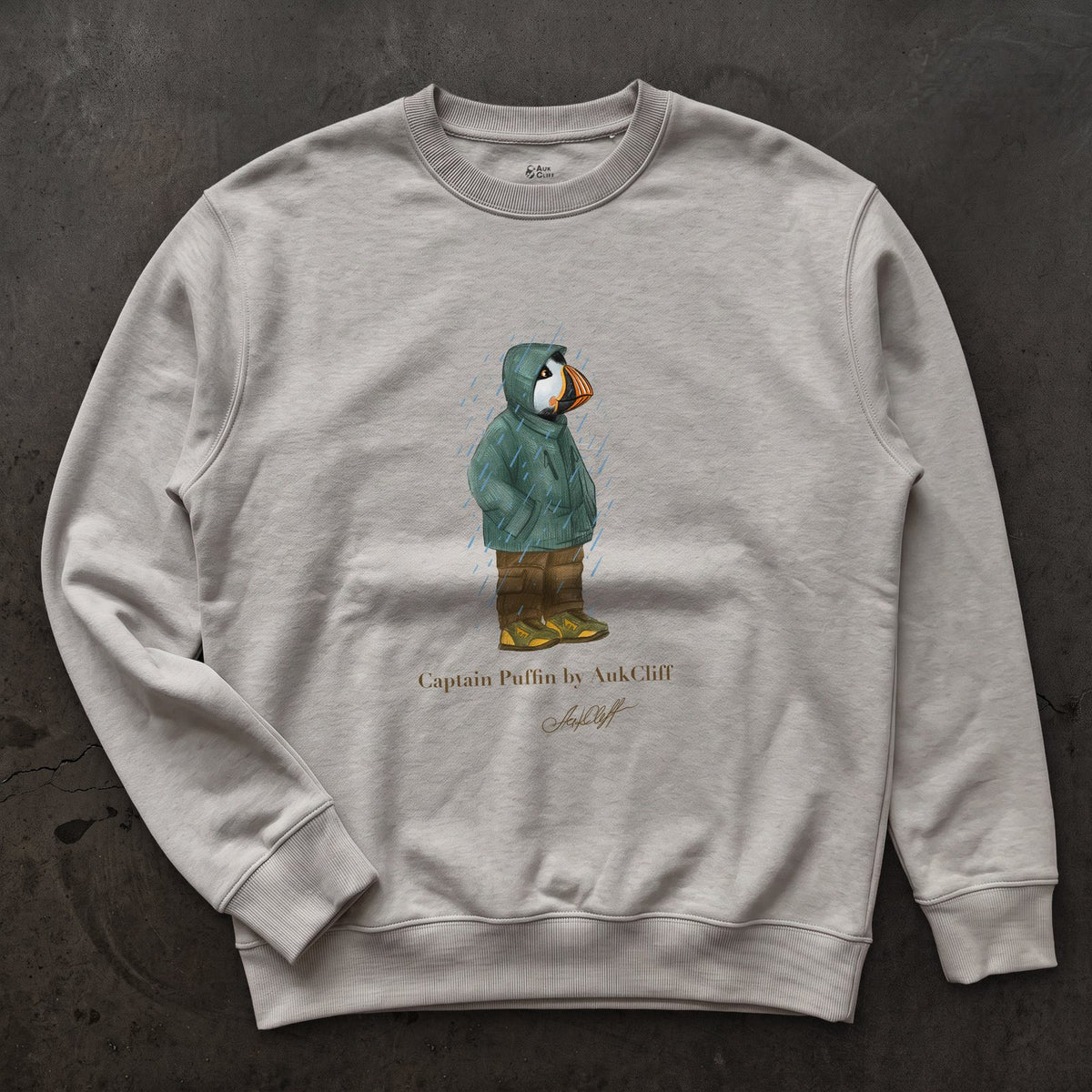 AukCliff Captain Puffin Sweatshirt Carbon Grey / S Captain Puffin™ “Rainy Day Rambler” Sweatshirt