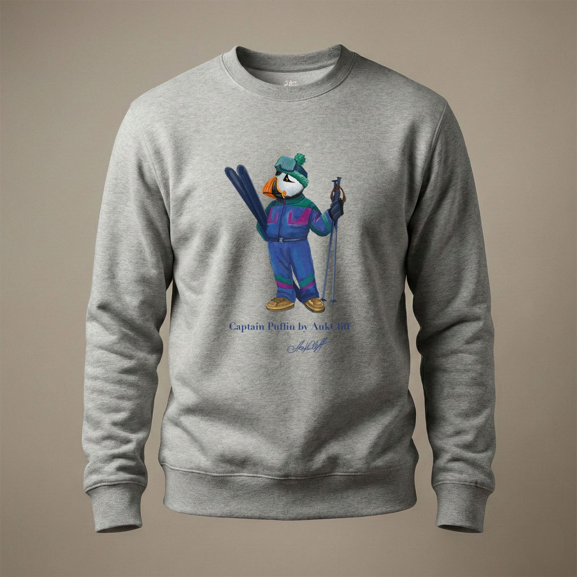 AukCliff Captain Puffin Sweatshirt Carbon Grey / S Captain Puffin™ Retro Ski Sweatshirt