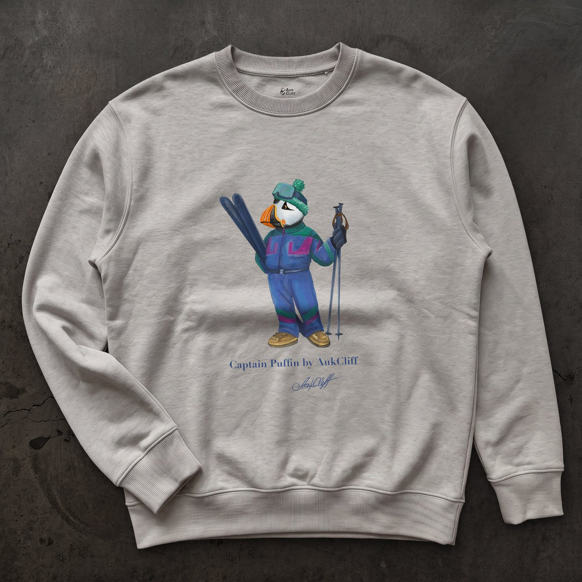 AukCliff Captain Puffin Sweatshirt Carbon Grey / S Captain Puffin™ Retro Ski Sweatshirt