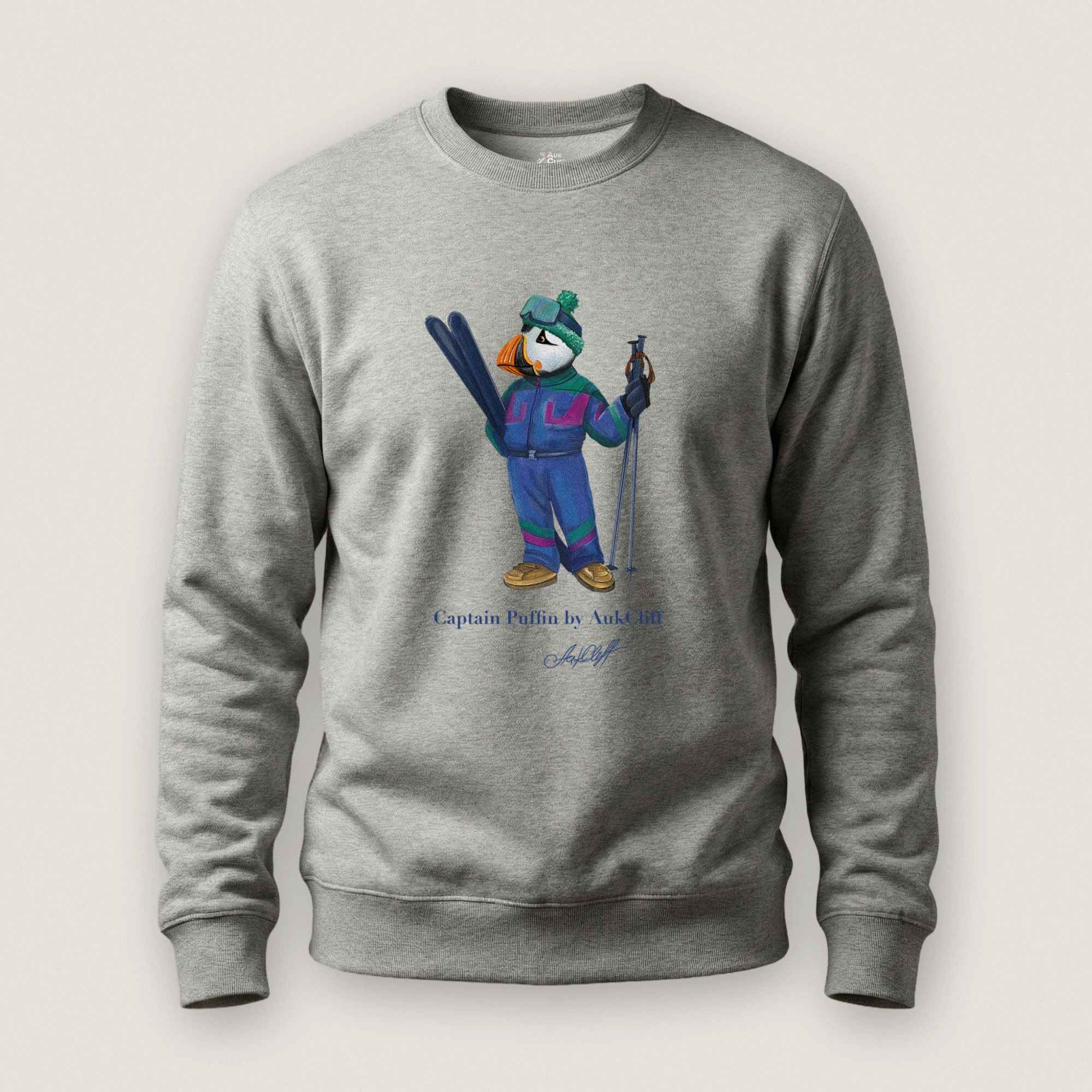 AukCliff Captain Puffin Sweatshirt Carbon Grey / S Captain Puffin™ Retro Ski Sweatshirt