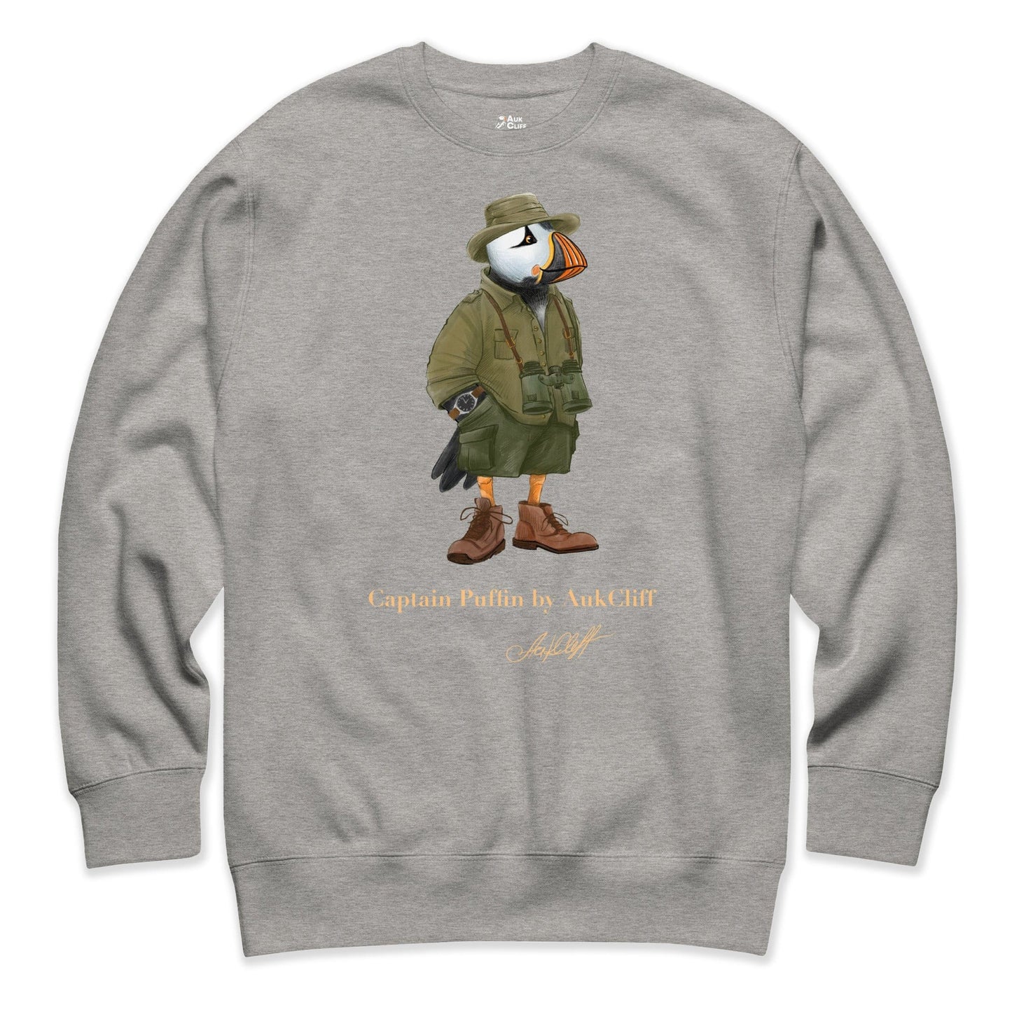 AukCliff Captain Puffin Sweatshirt Carbon Grey / S Captain Puffin™ Safari Explorer Sweatshirt