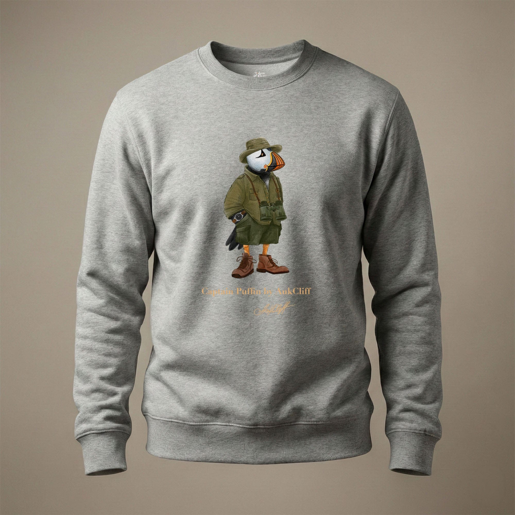 AukCliff Captain Puffin Sweatshirt Carbon Grey / S Captain Puffin™ Safari Explorer Sweatshirt