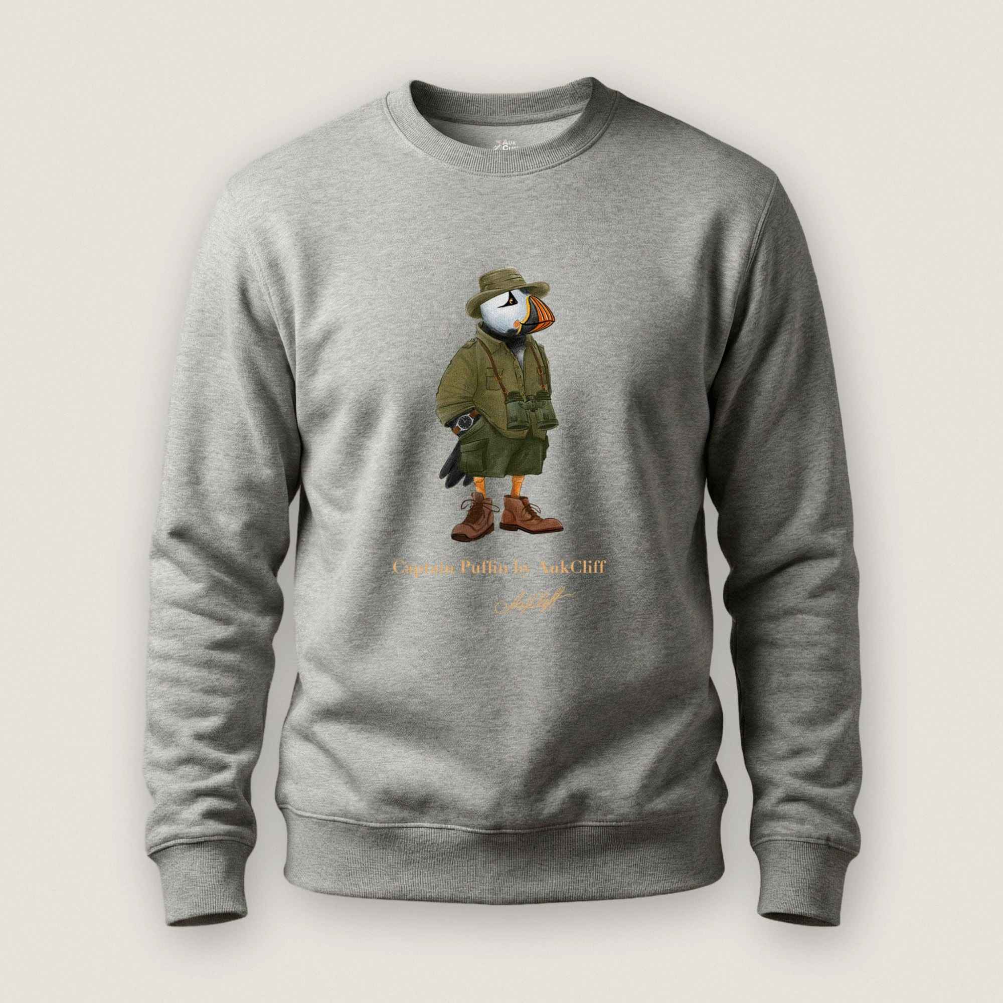 AukCliff Captain Puffin Sweatshirt Carbon Grey / S Captain Puffin™ Safari Explorer Sweatshirt