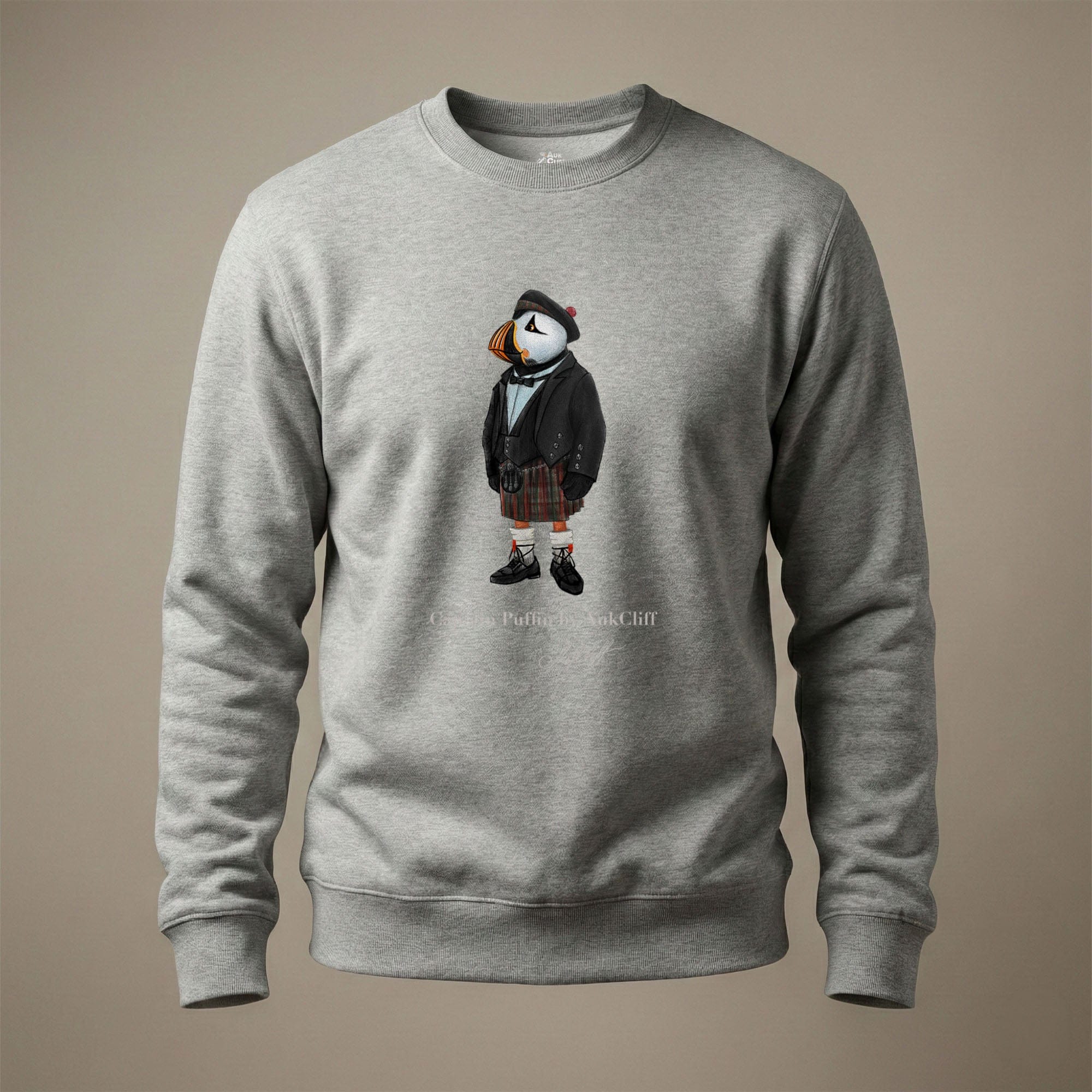 AukCliff® Captain Puffin Sweatshirt Carbon Grey / S Captain Puffin™ Scottish Heritage Sweatshirt